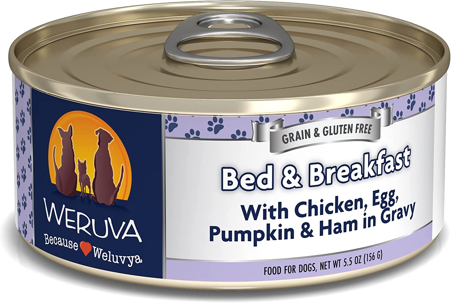 Weruva Bed & Breakfast with Chicken Egg Pumpkin & Ham in Gravy Grain-Free Canned Dog Food 5.5 Ounce (Pack of 24)