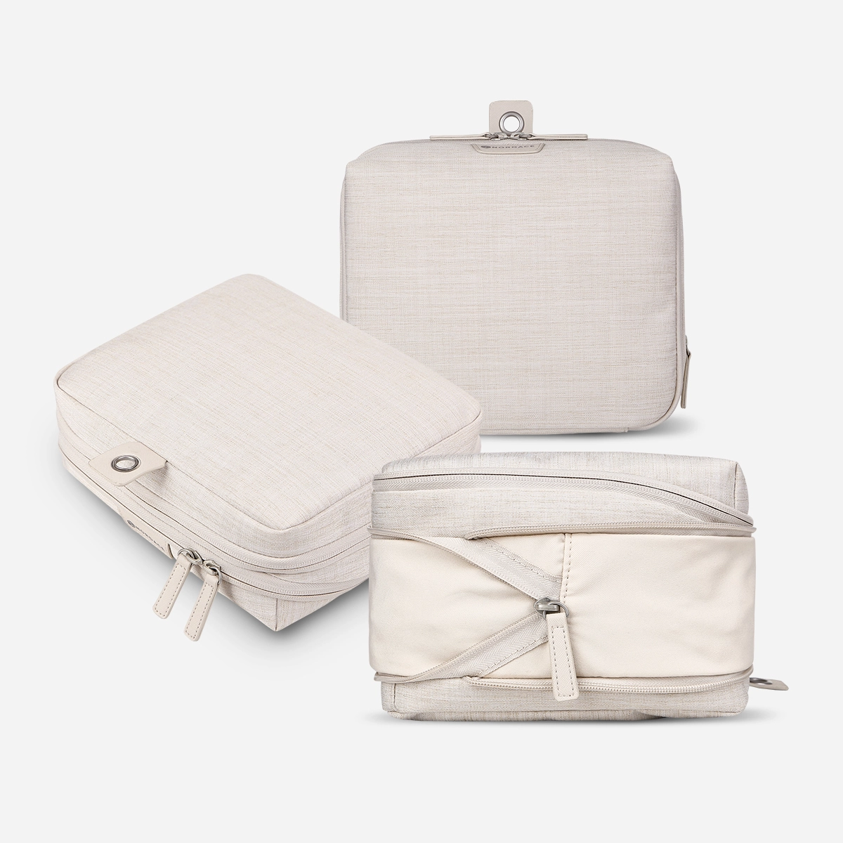Pack-It-All Bundle: 2x Packing Cubes & 1x Wash Pouch. Beige