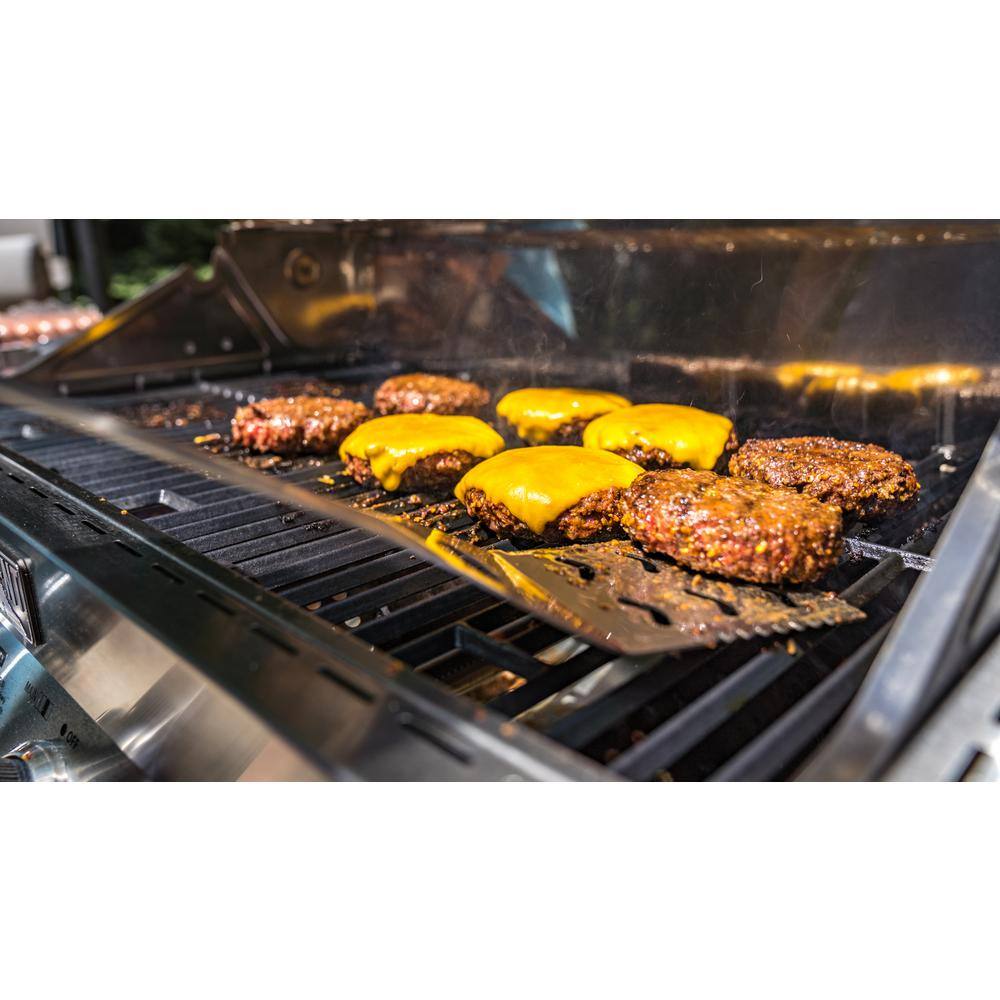 Monument Grills 35633 4-Burner Propane Gas Grill in Stainless with Clear View Lid. LED Controls. Side and Sear Burners