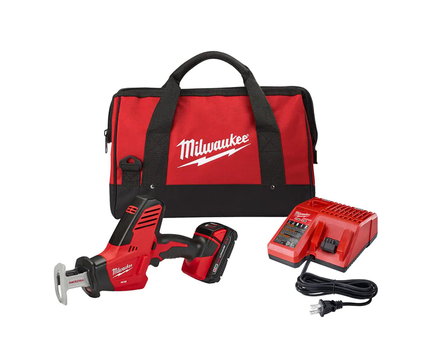 Milwaukee 2625-21 M18 18V Lithium-Ion Cordless HACKZALL Reciprocating Saw Kit with (1) 3.0Ah Battery. Charger and Tool Bag