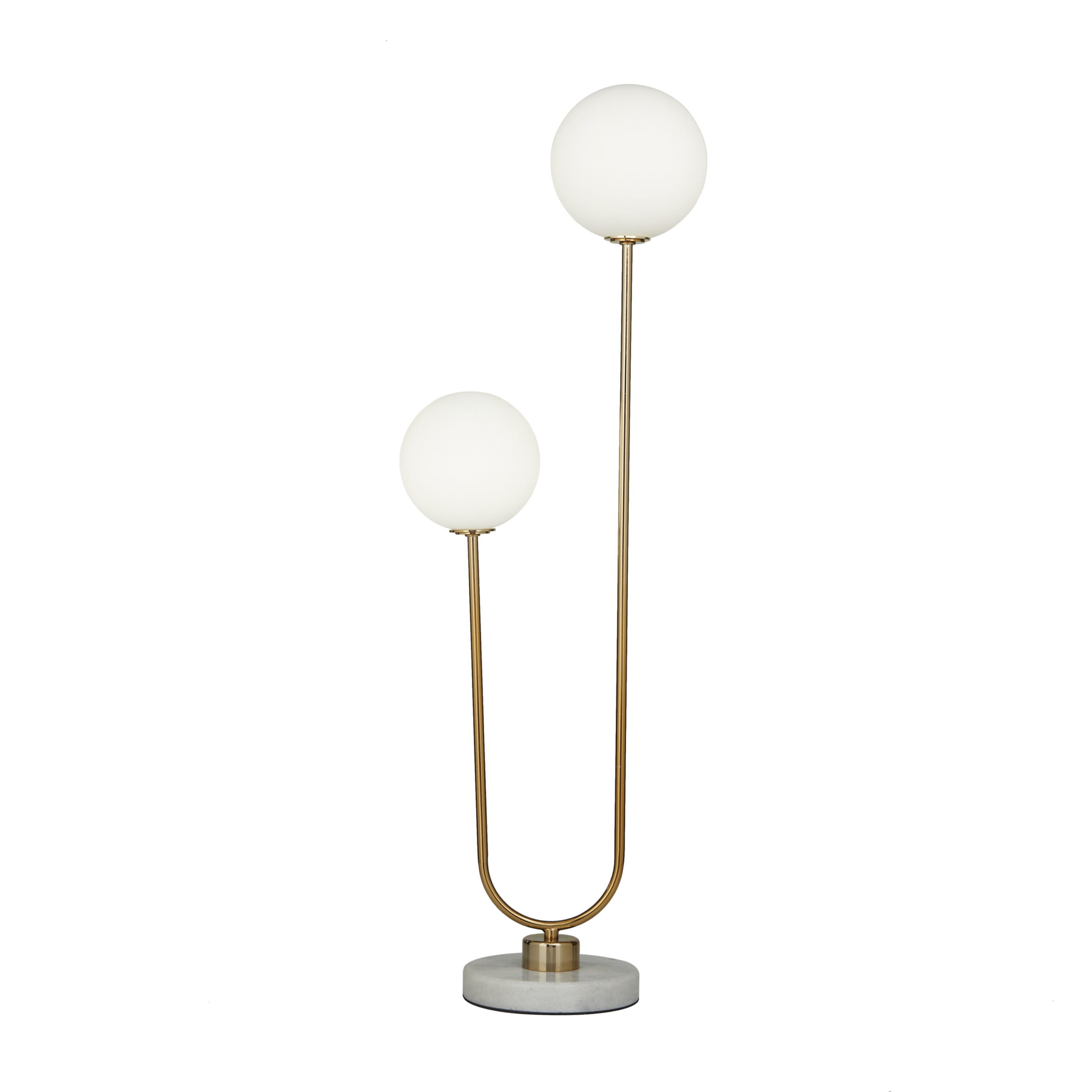DecMode 31″ 2 Light Gold Table Lamp with White Glass Shade