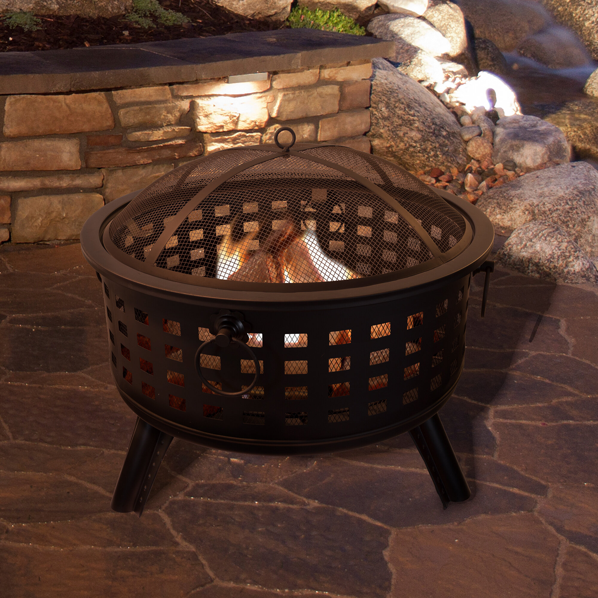 Adriel 26” W Steel Wood Burning Outdoor Fire Pit