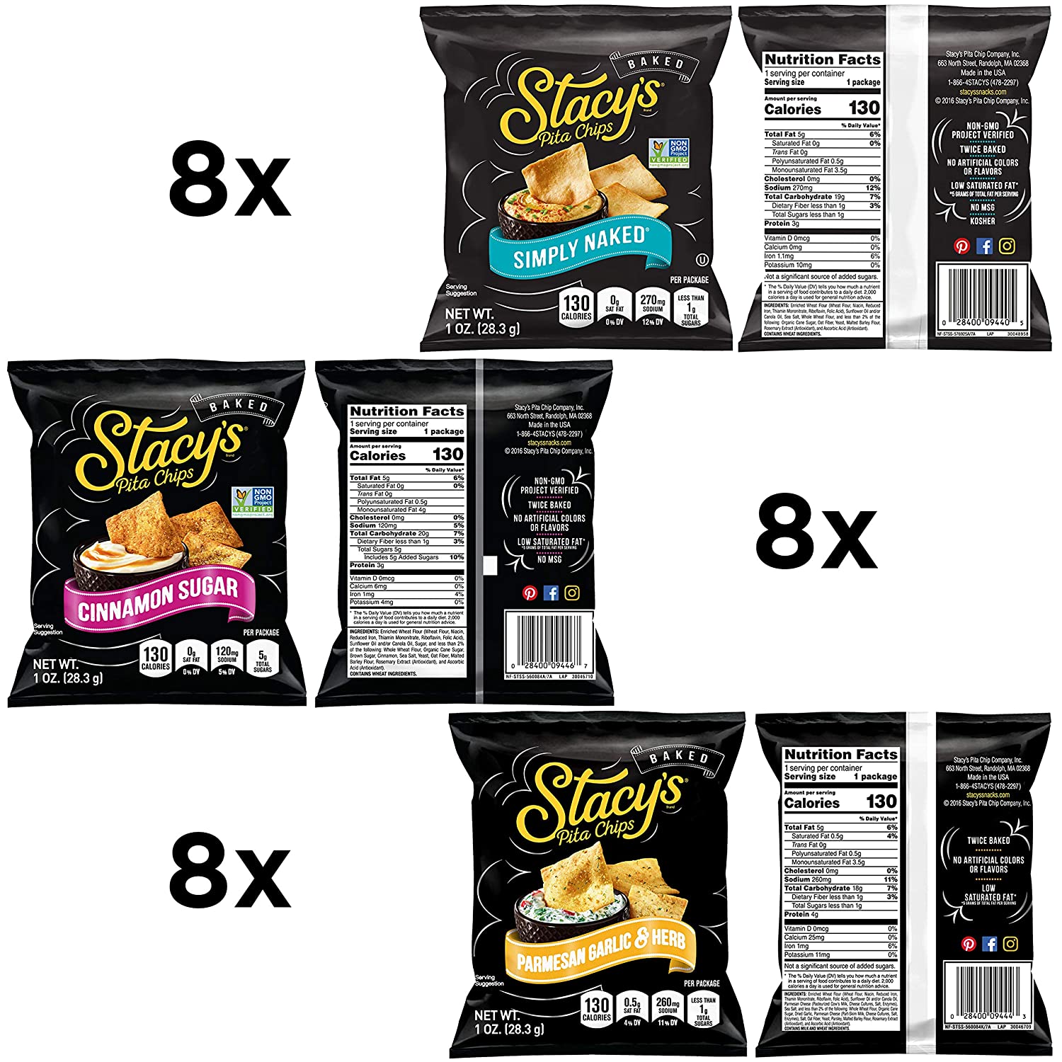 Stacy-s Pita Chips Variety Pack. 1.5 Ounce (Pack of 24)