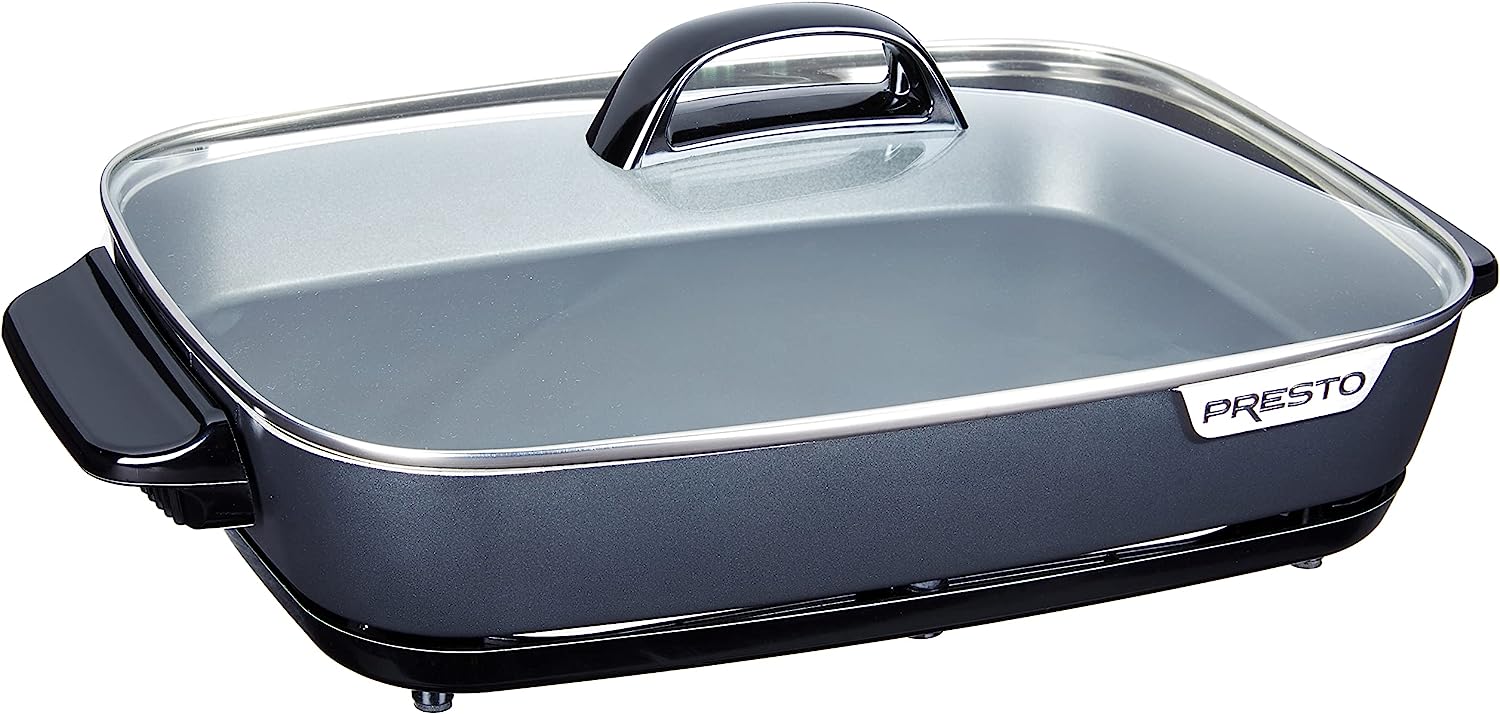 Presto 06858 Slimline Skillet with Glass Cover Electric. 16 Inch. Black