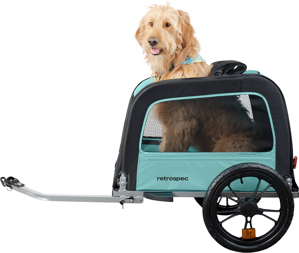 Retrospec Rover Waggin Dog Bike Trailer – Small & Medium Sized Dogs Bicycle Carrier – Foldable Frame with 16 Inch Wheels – Non-Slip Floor & Internal Leash (Blue Ridge)