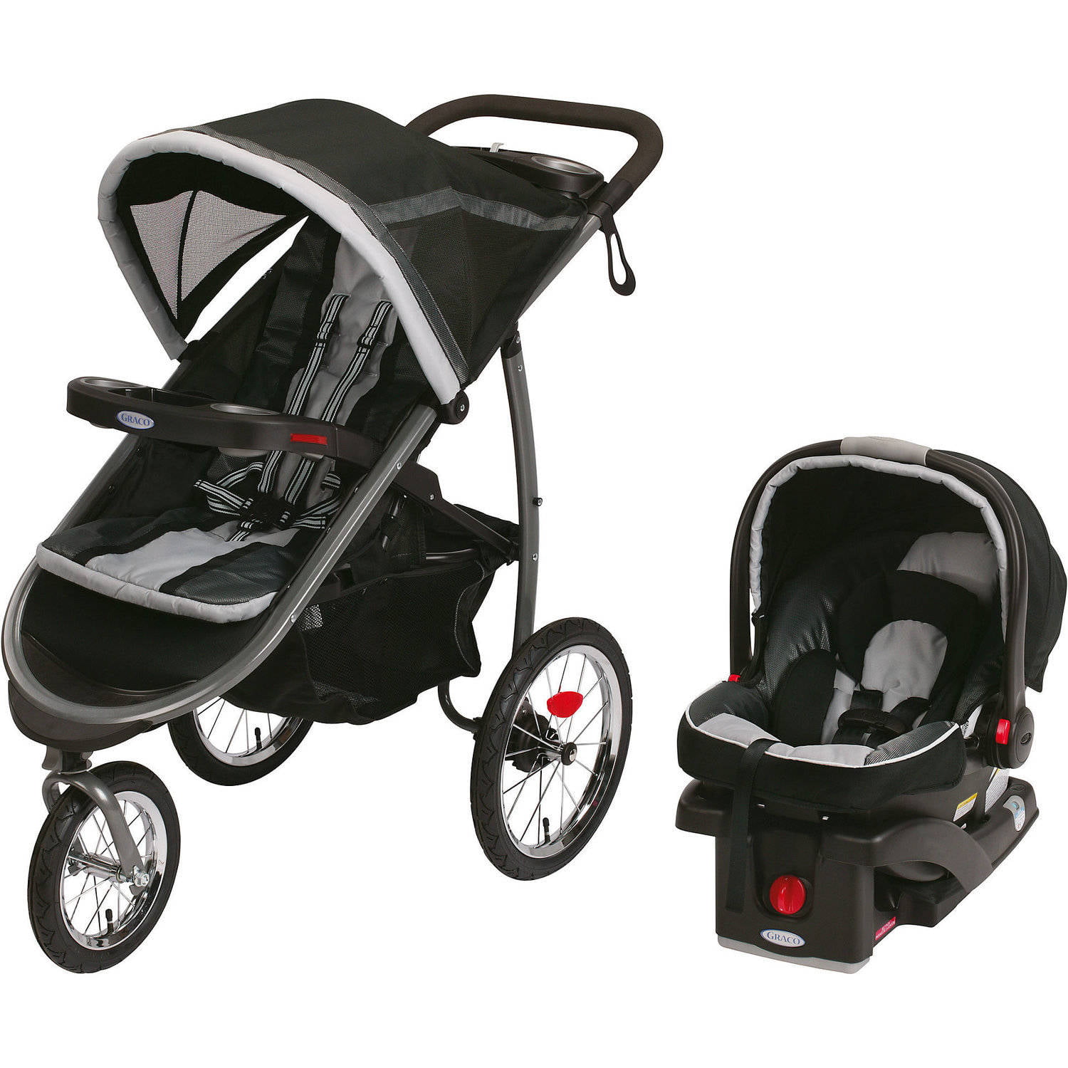 Graco FastAction Fold Jogger Click Connect Travel System Jogging Stroller. Gotham