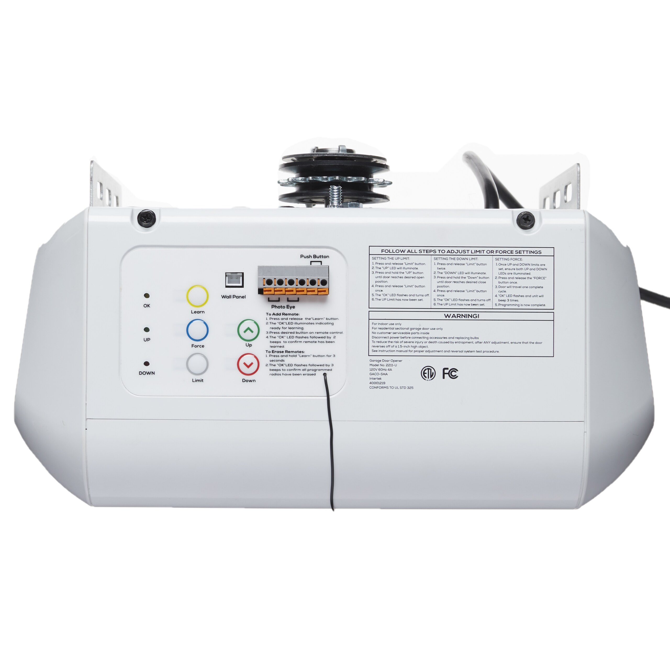 beamUP 0.75-HP beamUP Sentry Smart Chain Drive Garage Door Opener LED Light