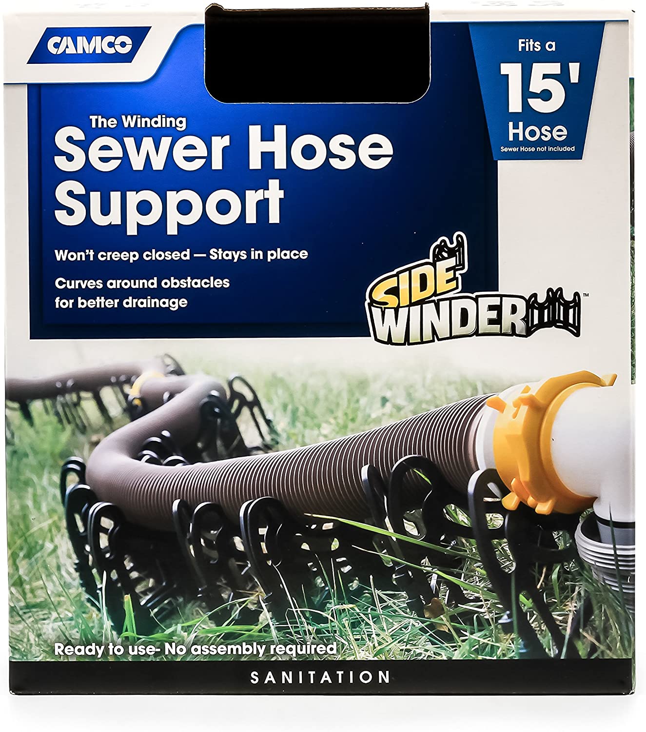 Camco 43041 15ft Sidewinder RV Sewer Support. Black