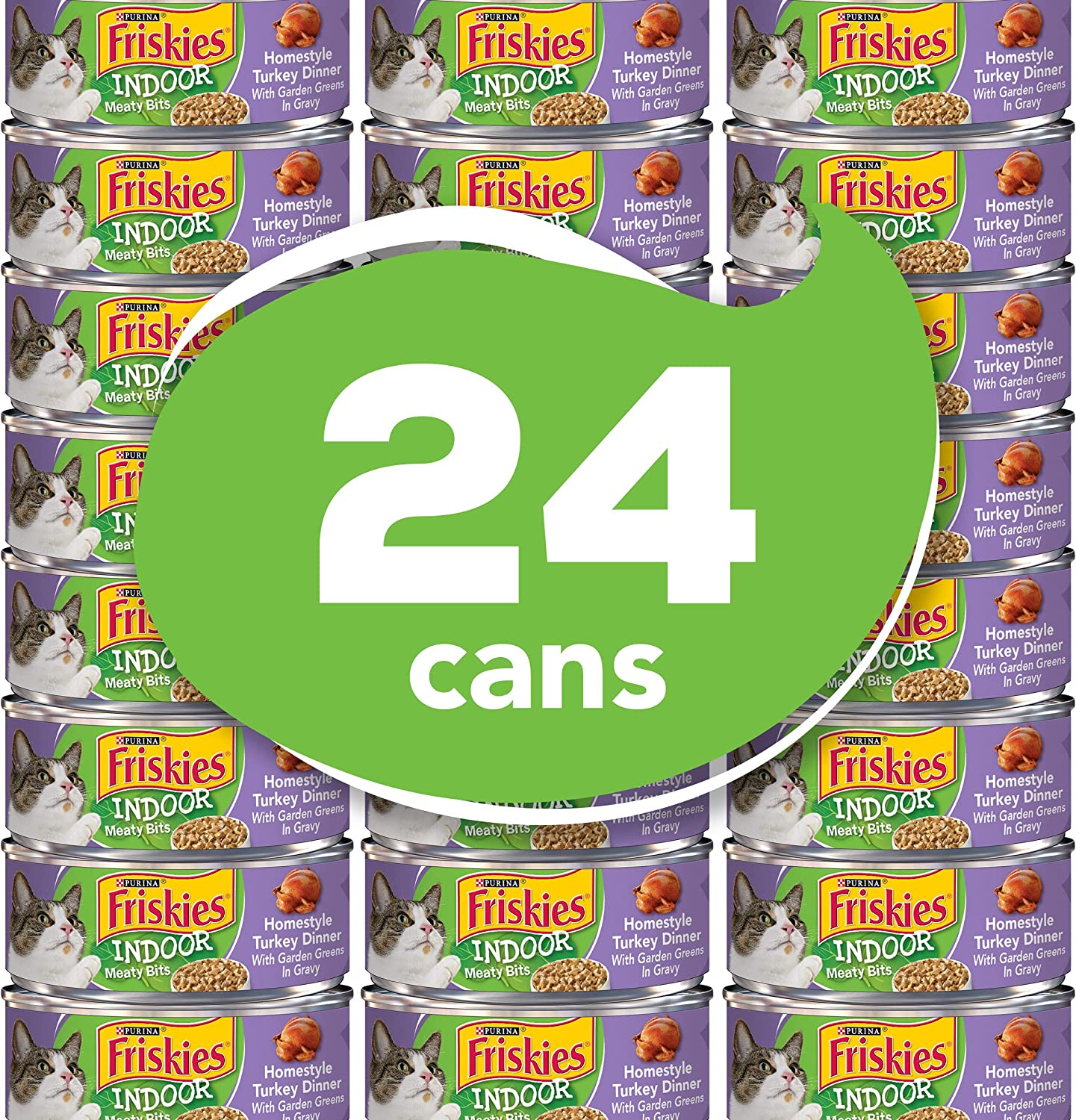 Purina Friskies Indoor Gravy Wet Cat Food Indoor Homestyle Turkey Dinner in Gravy - (24) 5.5 oz. Cans