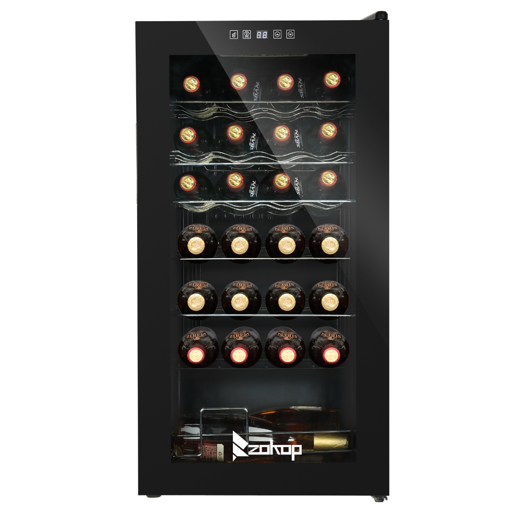 ZOKOP 28 Bottle Compressor Wine Cooler and Refrigerator Freestanding Wine Chiller Fridge. Black