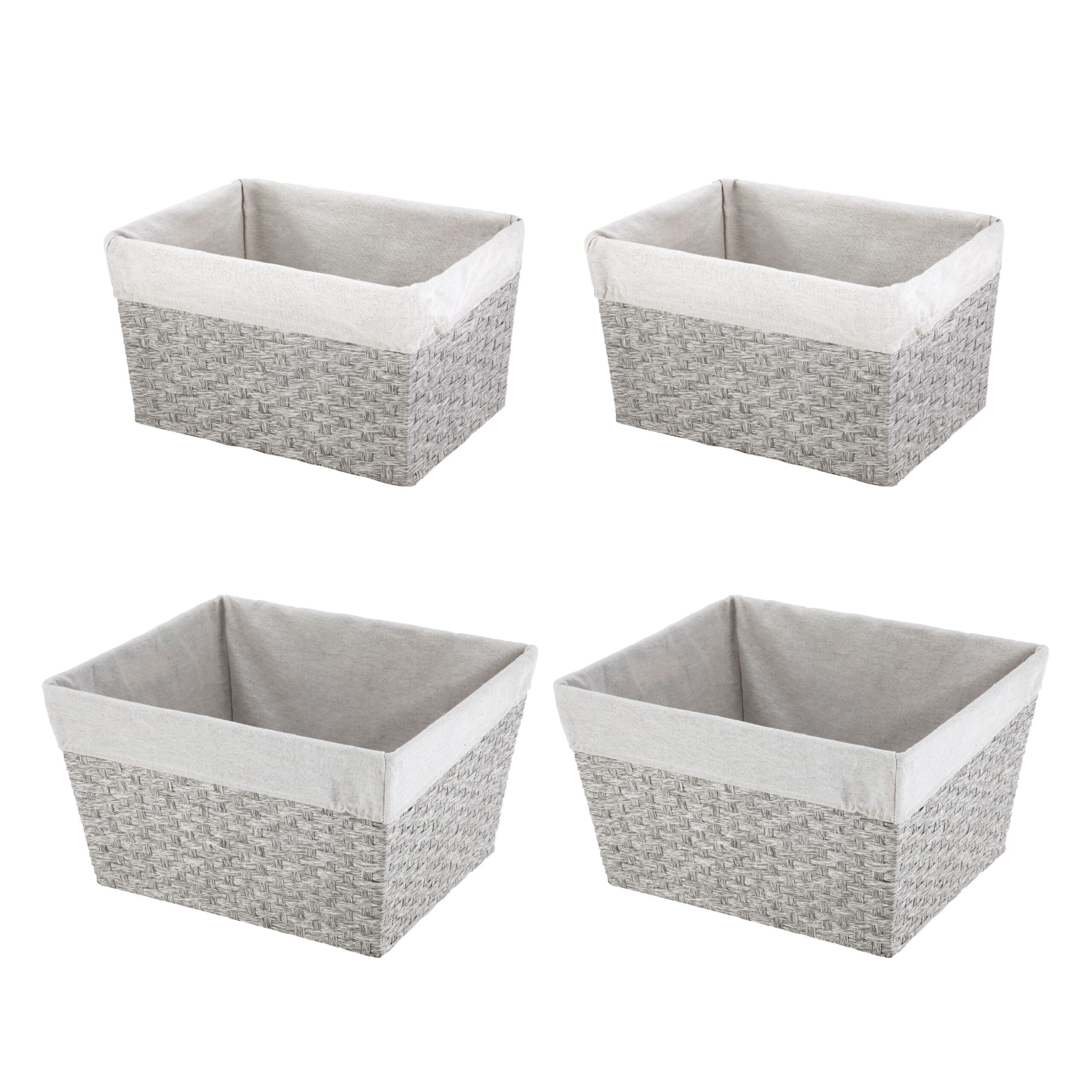 Mainstays 4-Piece Gray Paper Rope Storage Basket Set. 2 Medium And 2 Large