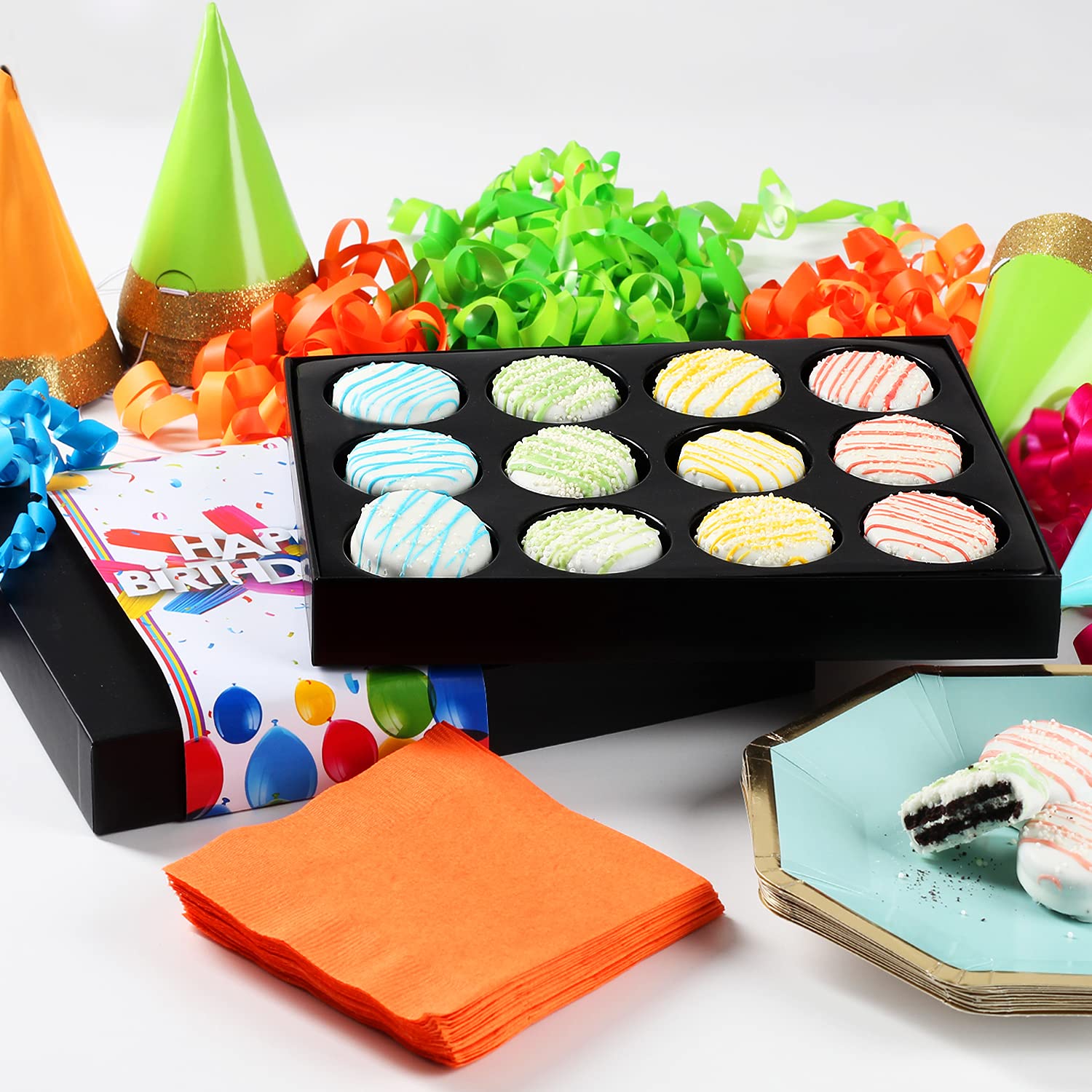 Hazel & Creme Chocolate Gift Box - Happy Birthday Food Gift - White Chocolate Covered Cookies