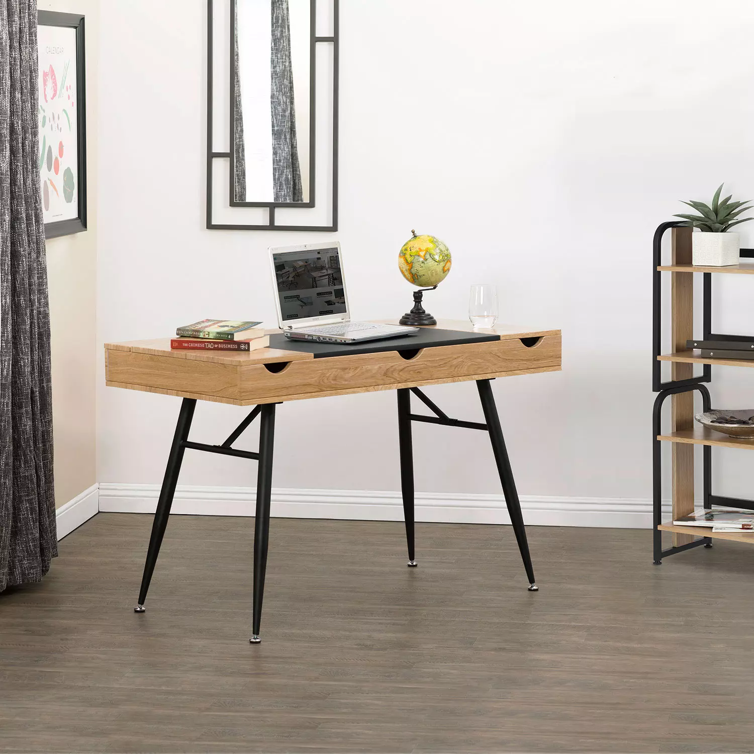 Nook Modern Office Desk with Multiple Soft-Close Storage Compartments. Pre-Assembled (Except Legs)