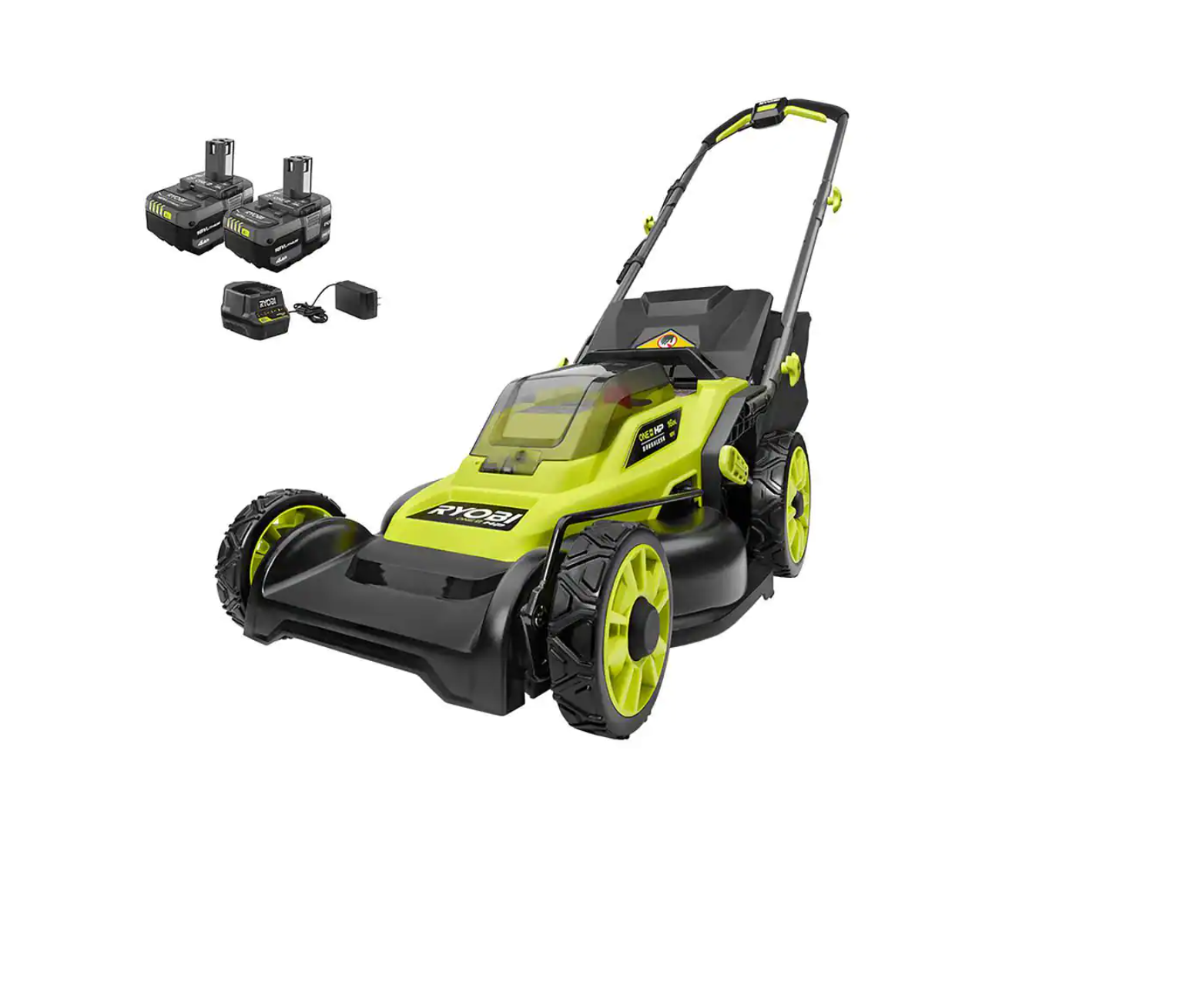 RYOBI P1190VNM ONE+ HP 18V Brushless 16 in. Cordless Battery Walk Behind Push Lawn Mower with (2) 4.0 Ah Batteries and (1) Charger