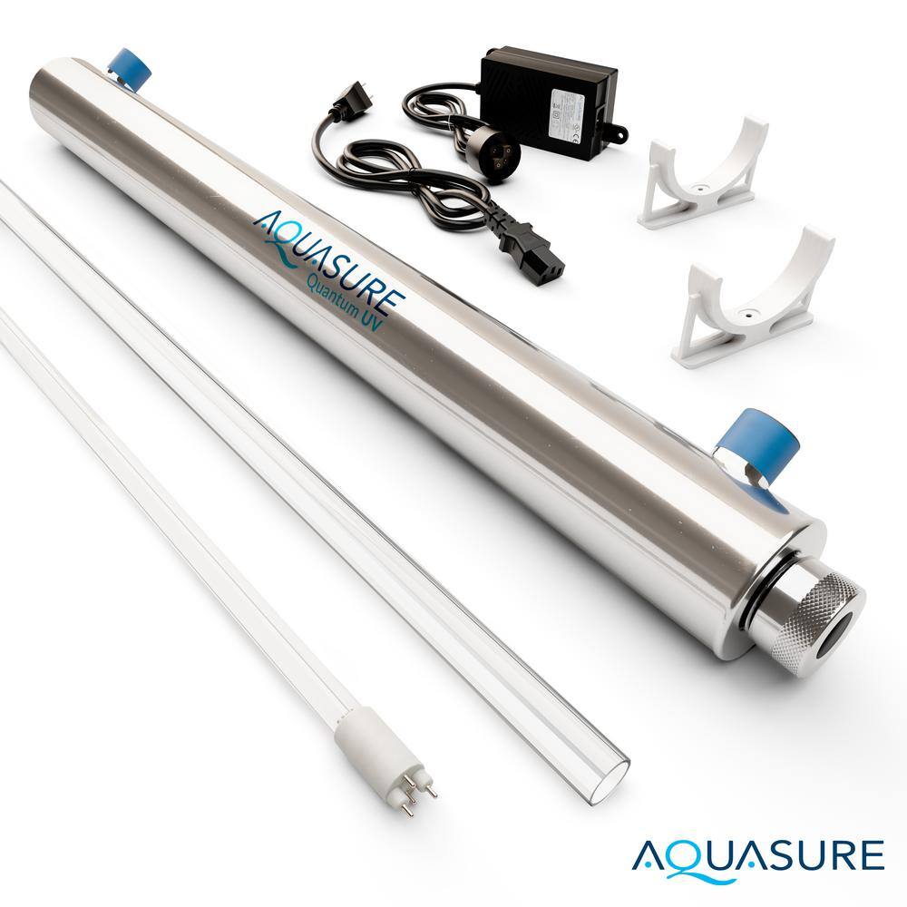 AQUASURE AS-UV8S Quantum Series 8 GPM Ultraviolet UV Light Water Filter System for Whole House Water Sterilization Disinfection