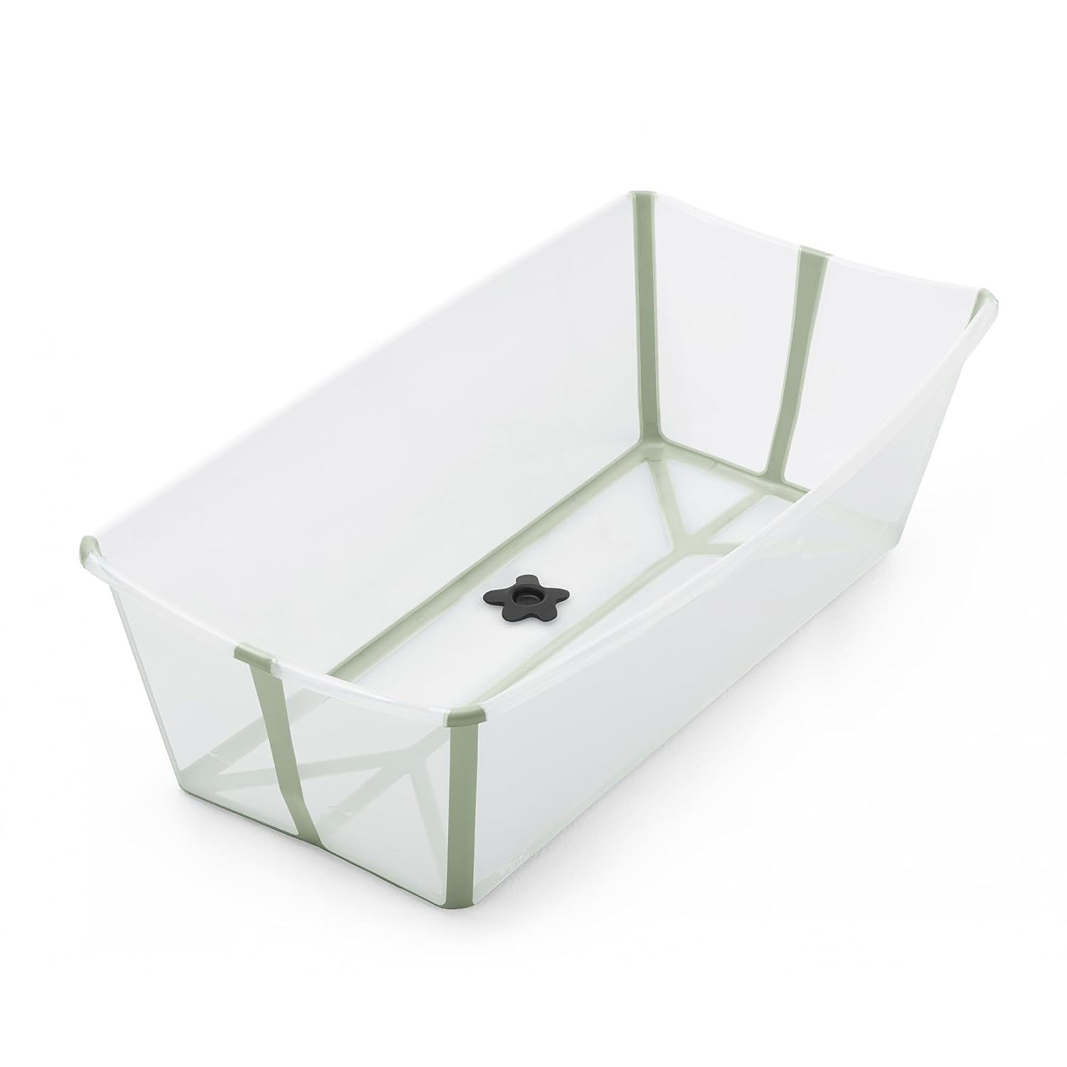 Stokke Flexi Bath X-Large. Transparent Green - Spacious Foldable Baby Bathtub - Lightweight & Easy to Store - Convenient to Use at Home or Traveling - Best for Ages 0-6