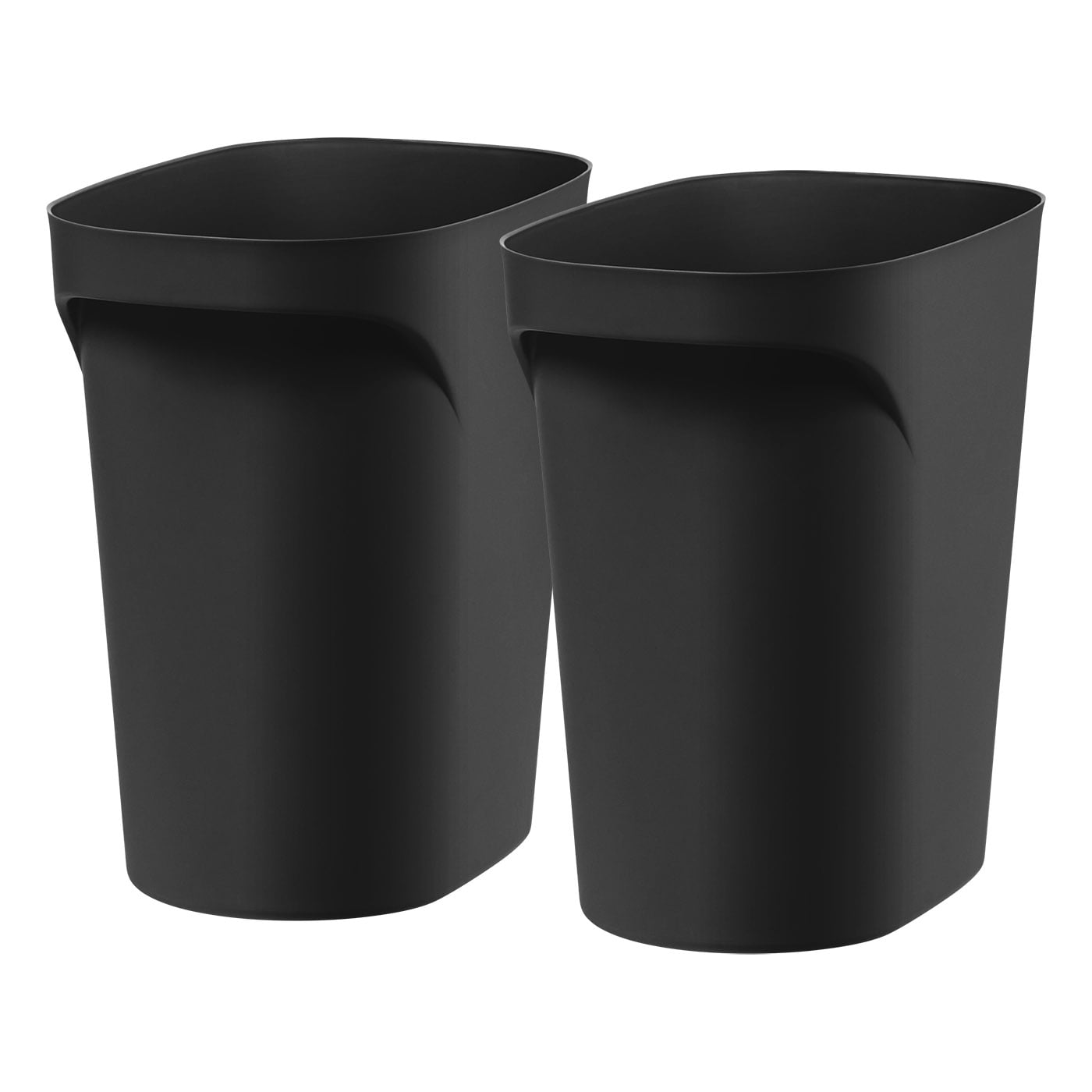 IRIS USA Plastic Trash-Can Wastebasket for Bathroom-Kitchen-Bedroom. 6 Gallon. Black. 2 Pack