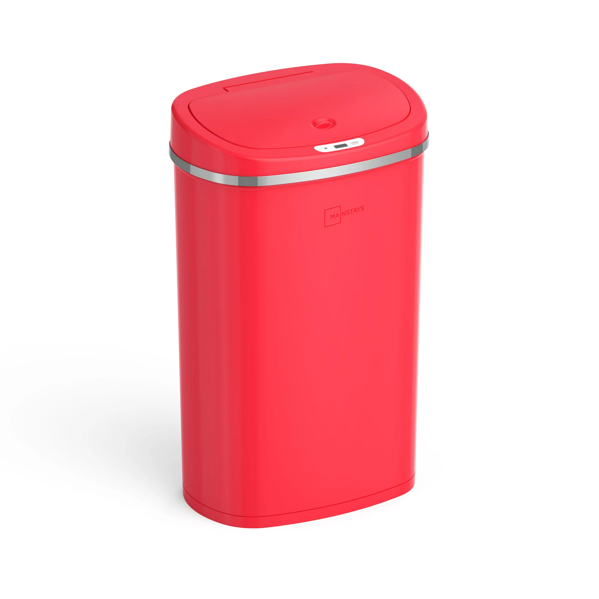 Mainstays 13.2 gal/50 L Motion Sensor Kitchen Garbage Can. Red Stainless Steel