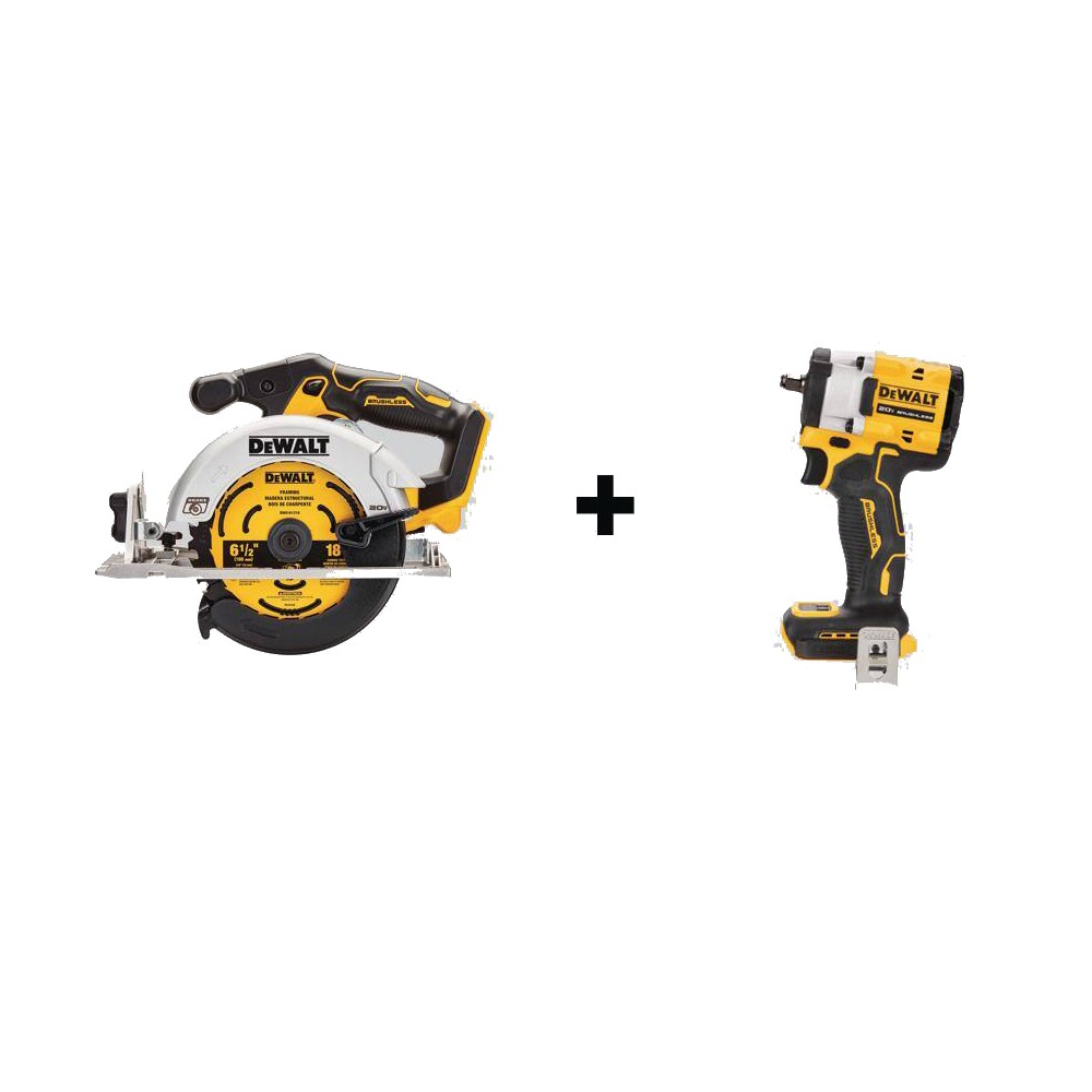 DEWALT  20V MAX Cordless Brushless 6-1/2 in. Circular Saw and ATOMIC 20V MAX Brushless 3/8 in. Impact Wrench (Tools-Only)
