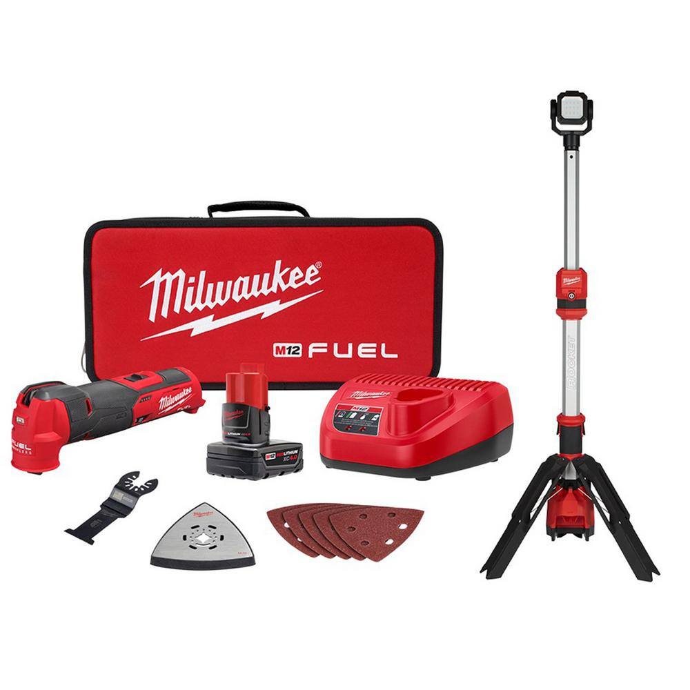 Milwaukee 2526-21XC-2132-20 M12 FUEL 12V Lithium-Ion Cordless Oscillating Multi-Tool Kit with M12 Rocket Stand Light