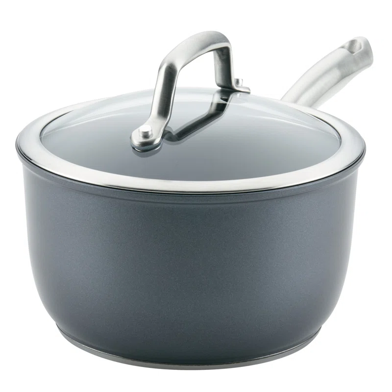 Anolon 81134 Accolade Forged Hard Anodized Nonstick Sauce Pan / Saucepan with Lid. 2.5 Quart - Moonstone Gray