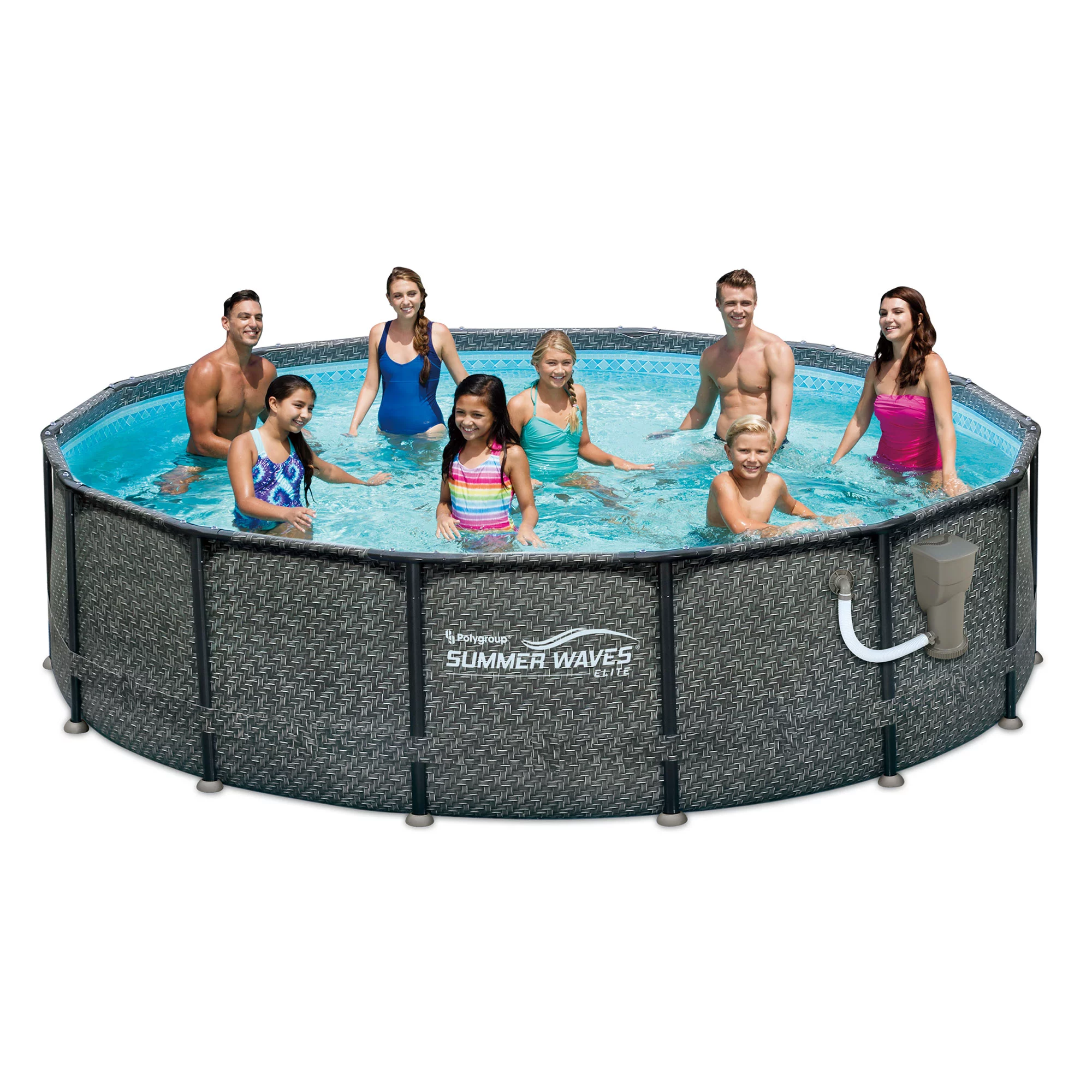 Summer Waves 14′ x 48″ Outdoor Round Frame Above Ground Pool with Pump