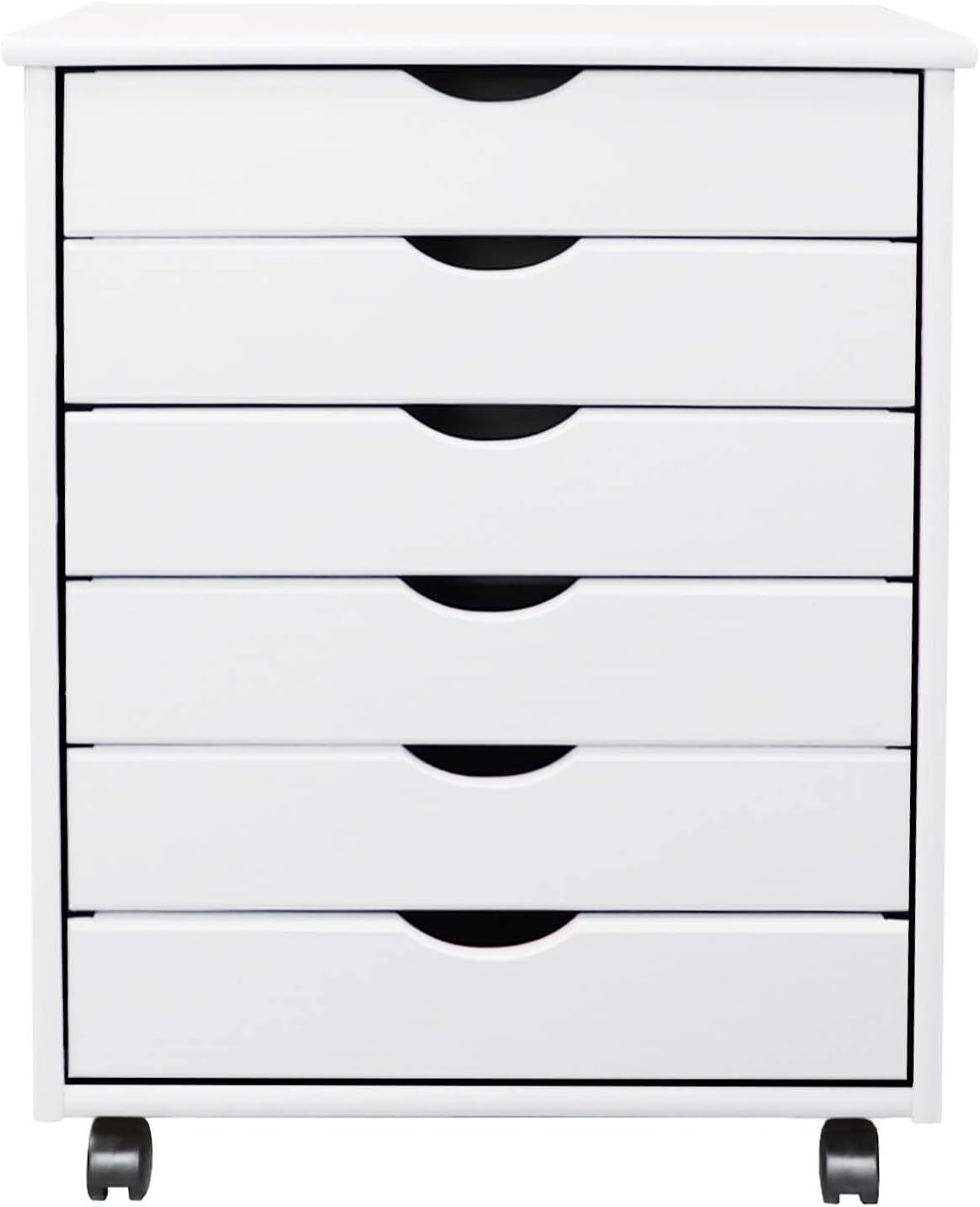 DEVAISE 7-Drawer Chest. Wood Storage Dresser Cabinet with Wheels. White