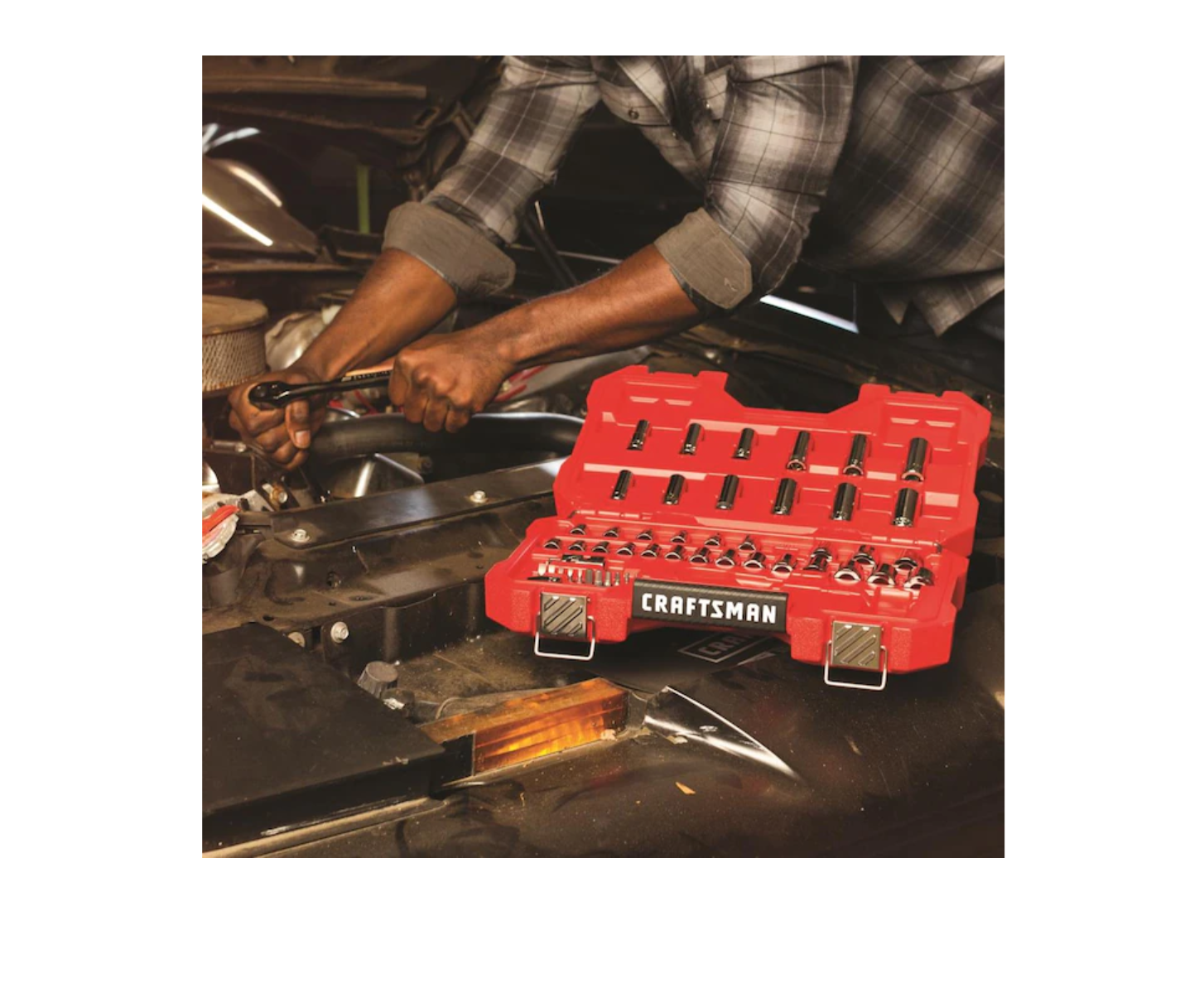 CRAFTSMAN CMMT82334L 51-Piece Standard (SAE) and Metric Combination Gunmetal Chrome Mechanics Tool Set (3/8-in)