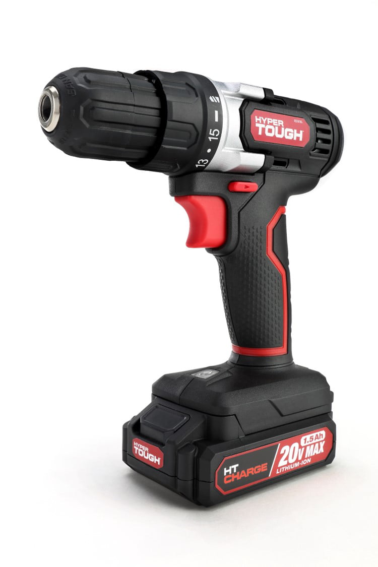 Hyper Tough 20V Max Lithium-Ion Cordless Drill. Variable Speed with 1.5Ah Lithium-ion Battery and Charger