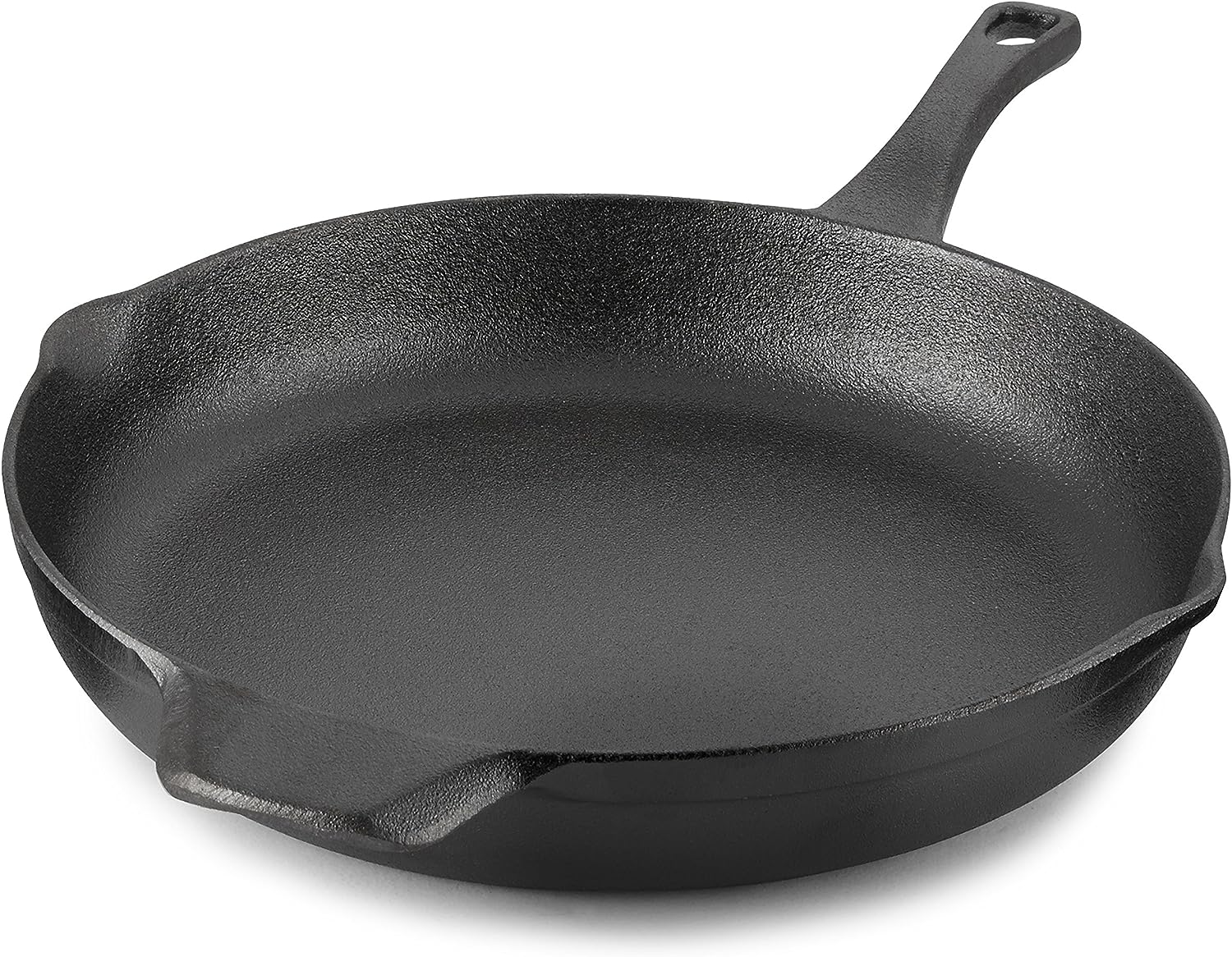 Calphalon Cast Iron Skillet. Pre-Seasoned Cookware with Large Handles and Pour Spouts. 12-Inch. Black