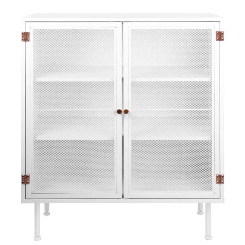 FRAPOW Sideboard Buffet Cabinet. Kitchen Storage Cabinet with Breathable Mesh Doors. Cupboard Console Table. Accent Cabinet. 31.4 x 13.7 x 37.4 inches. White