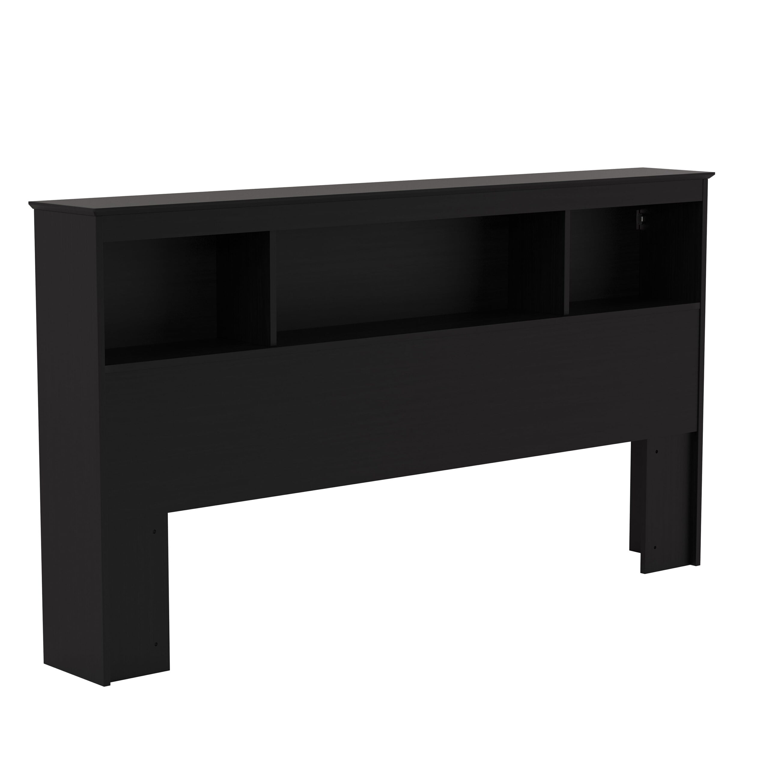 Woven Paths Carriage Hill Low Profile Bookcase Full/ Queen Headboard with 2 USB Ports. Black Oak