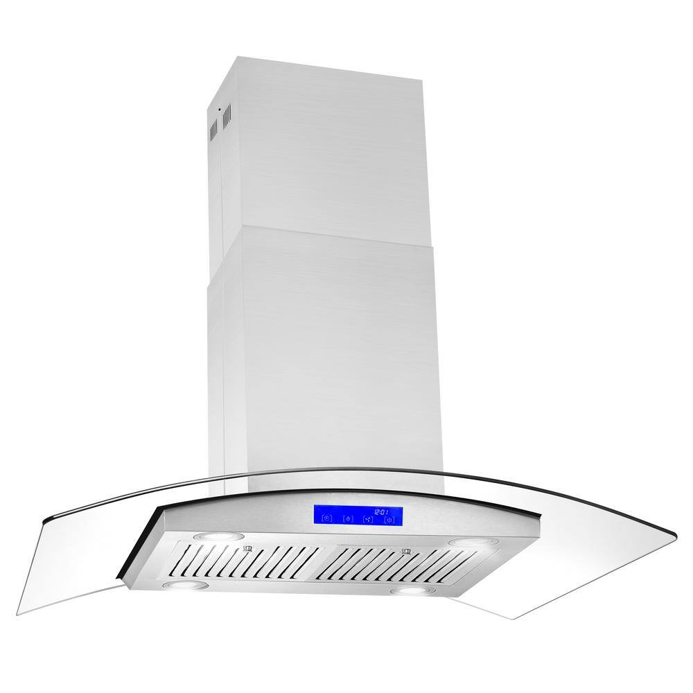Cosmo COS-668ICS900 36 in. Ducted Island Range Hood in Stainless Steel with LED Lighting and Permanent Filters