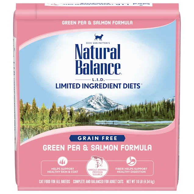 Natural Balance L.I.D. Limited Ingredient Diets Grain Free Green Pea & Salmon Formula Dry Cat Food. 10 lbs.