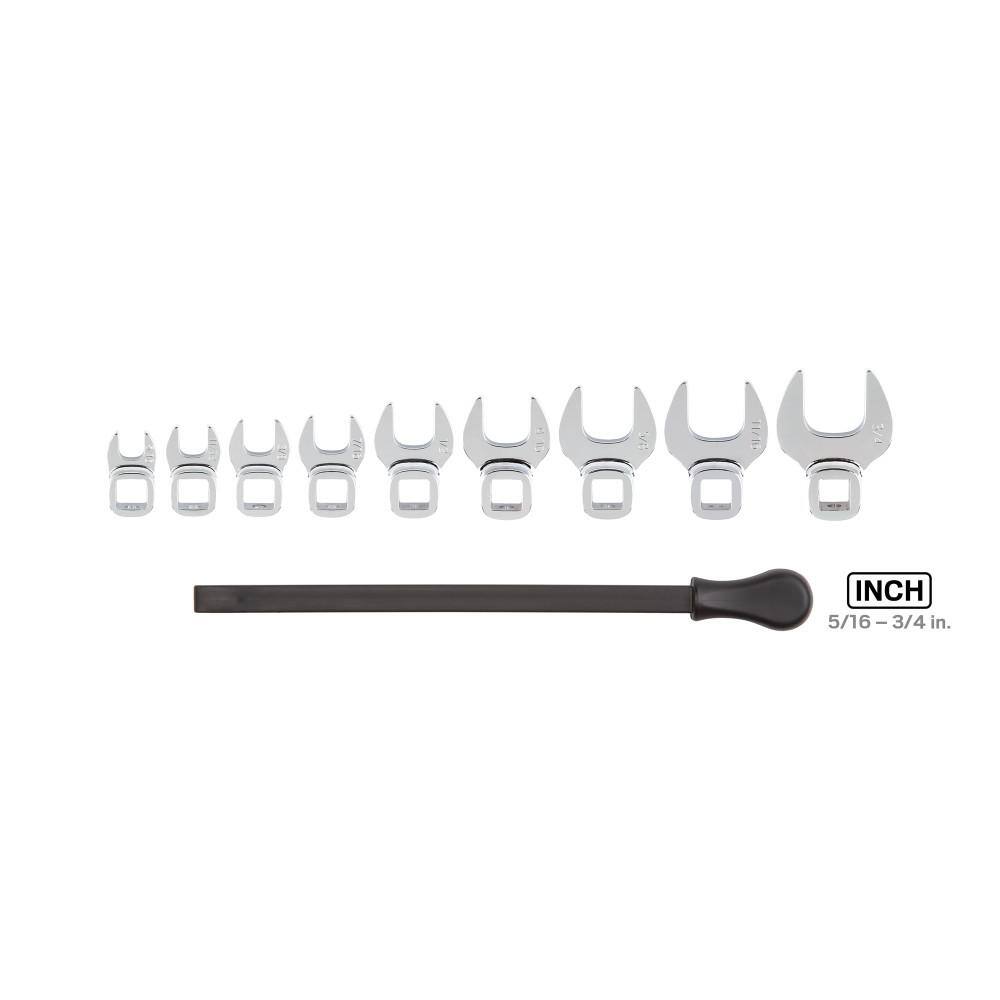 TEKTON WCF91101 3/8 in. Drive Crowfoot Wrench Set. 9-Piece (5/16 in. - 3/4 in.) - Key