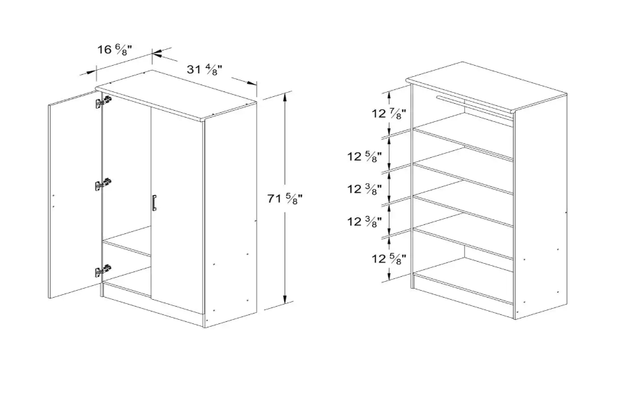 HODEDAH 2-Door Black Armoire with Shelves