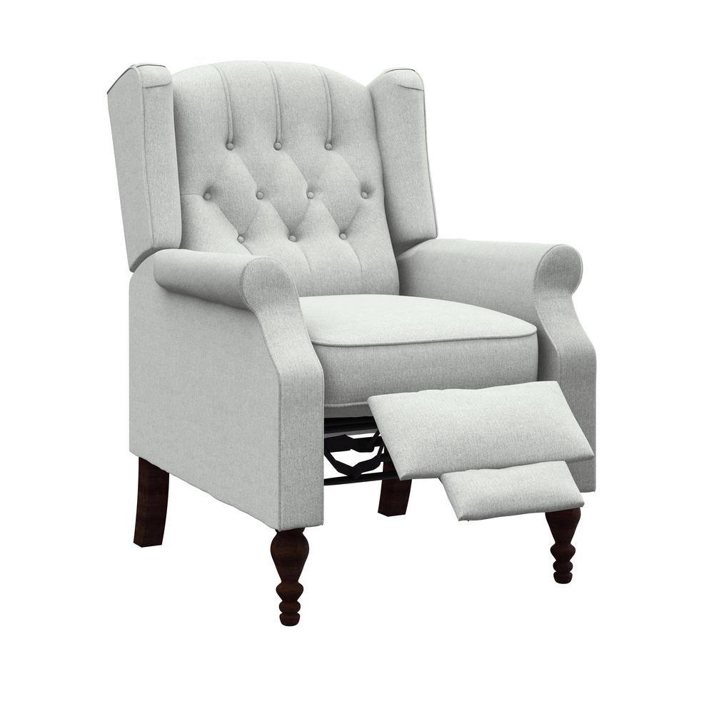 StyleWell  Waybrook Stone Gray Upholstered Tufted Wingback Pushback Recliner