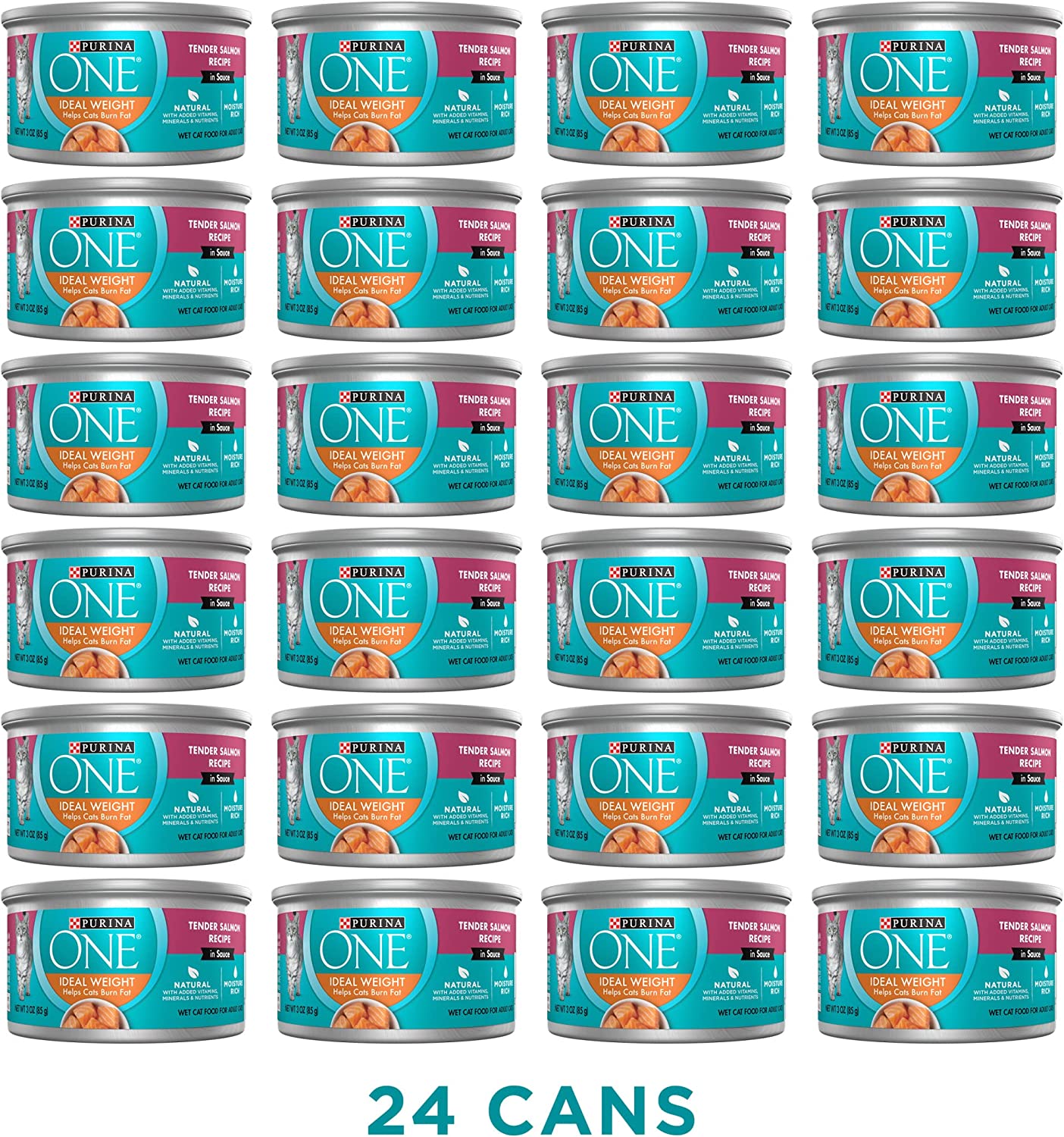 Purina ONE Natural Weight Control Wet Cat Food. Ideal Weight Tender Salmon Recipe - (24) 3 oz. Pull-Top Cans