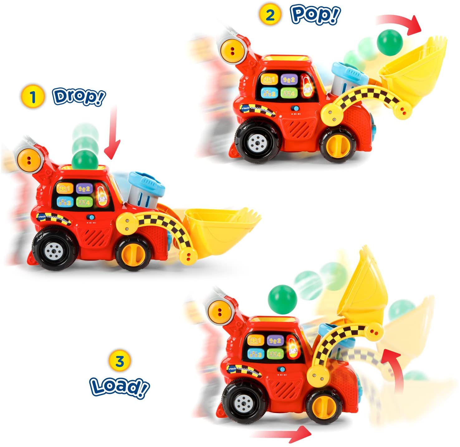 VTech Pop-a-Balls Push and Pop Bulldozer. Red