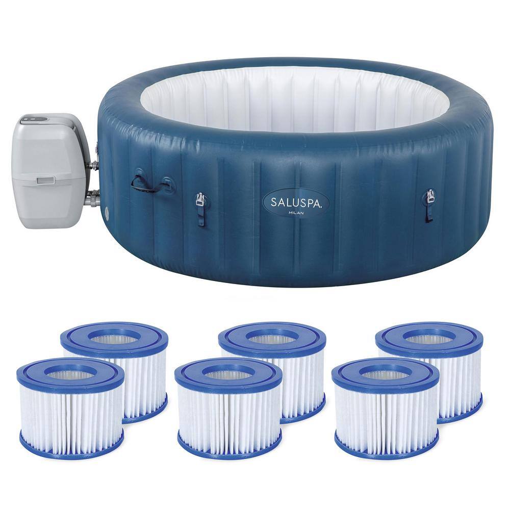 Bestway 60030E-BW + 3 x 90352E-BW SaluSpa Milan 4-Person Airjet Plus Inflatable Hot Tub and 6-Coleman Type VI Filter Cartridges