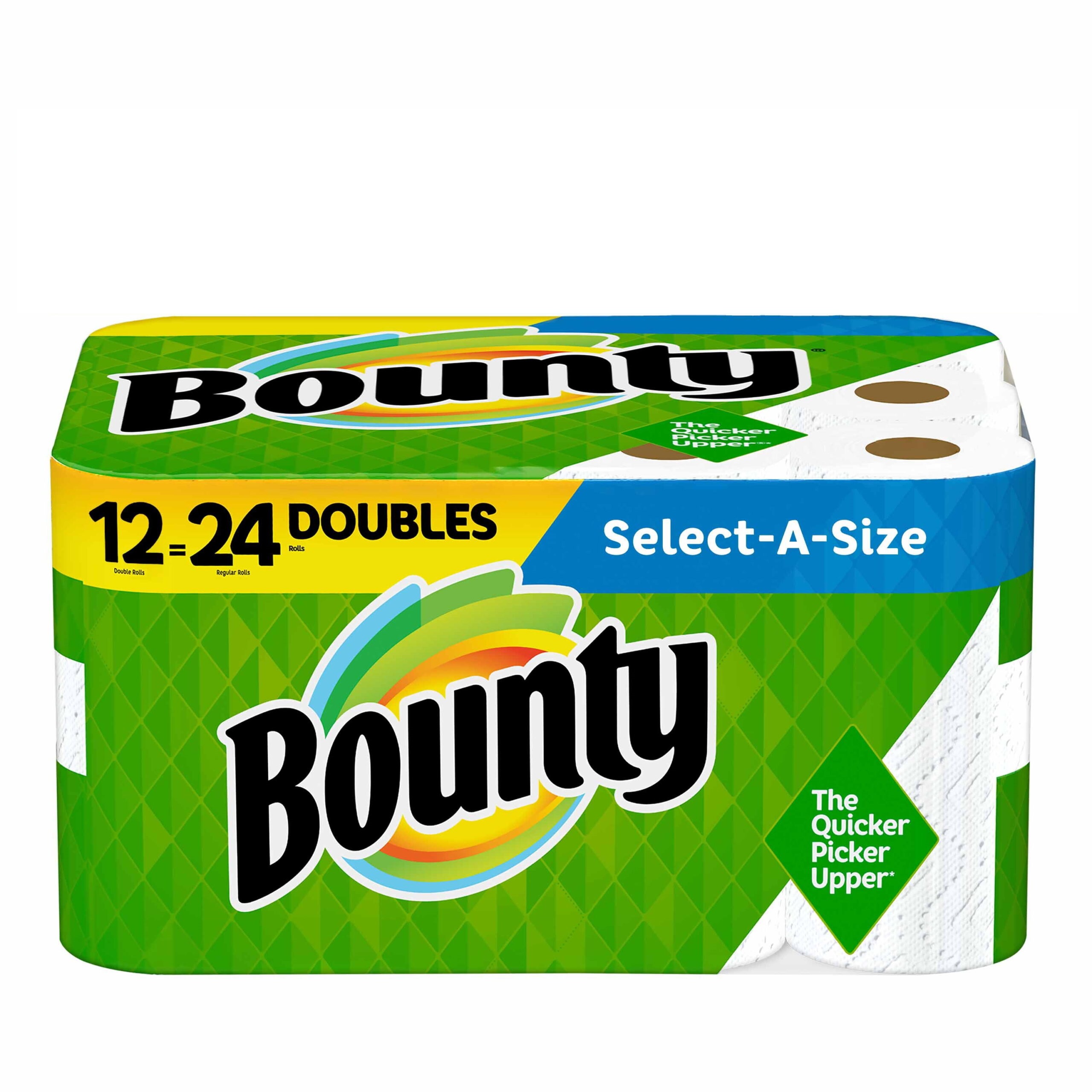 Bounty Select-A-Size Paper Towels. Double Rolls. White. 98 Sheets Per Roll. 12 Count