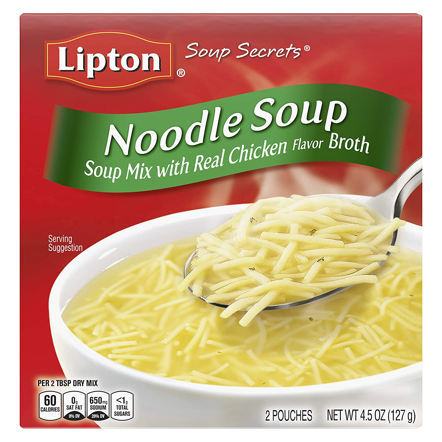 Lipton Soup Secrets Instant Soup Mix For a Warm Bowl of Soup Noodle Soup Made With Real Chicken Broth Flavor 4.5 oz 2 ct. Pack of 24