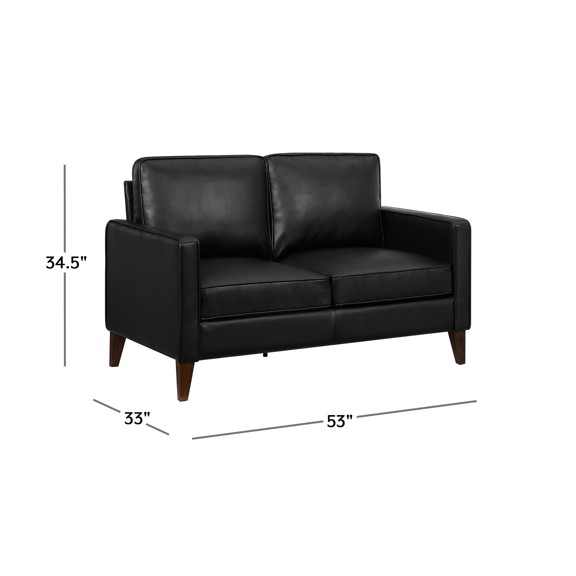 Hillsdale Jianna Faux Leather Loveseat. Black