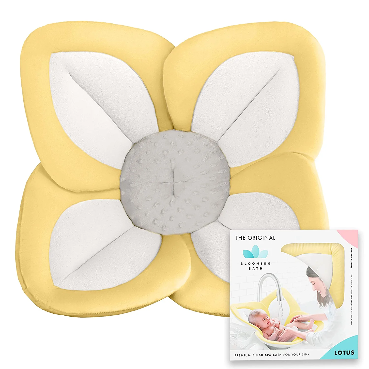 Blooming Bath Lotus Baby Bath Seat. Unisex. 0 to 6 Months. Yellow/White/Gray (OS)