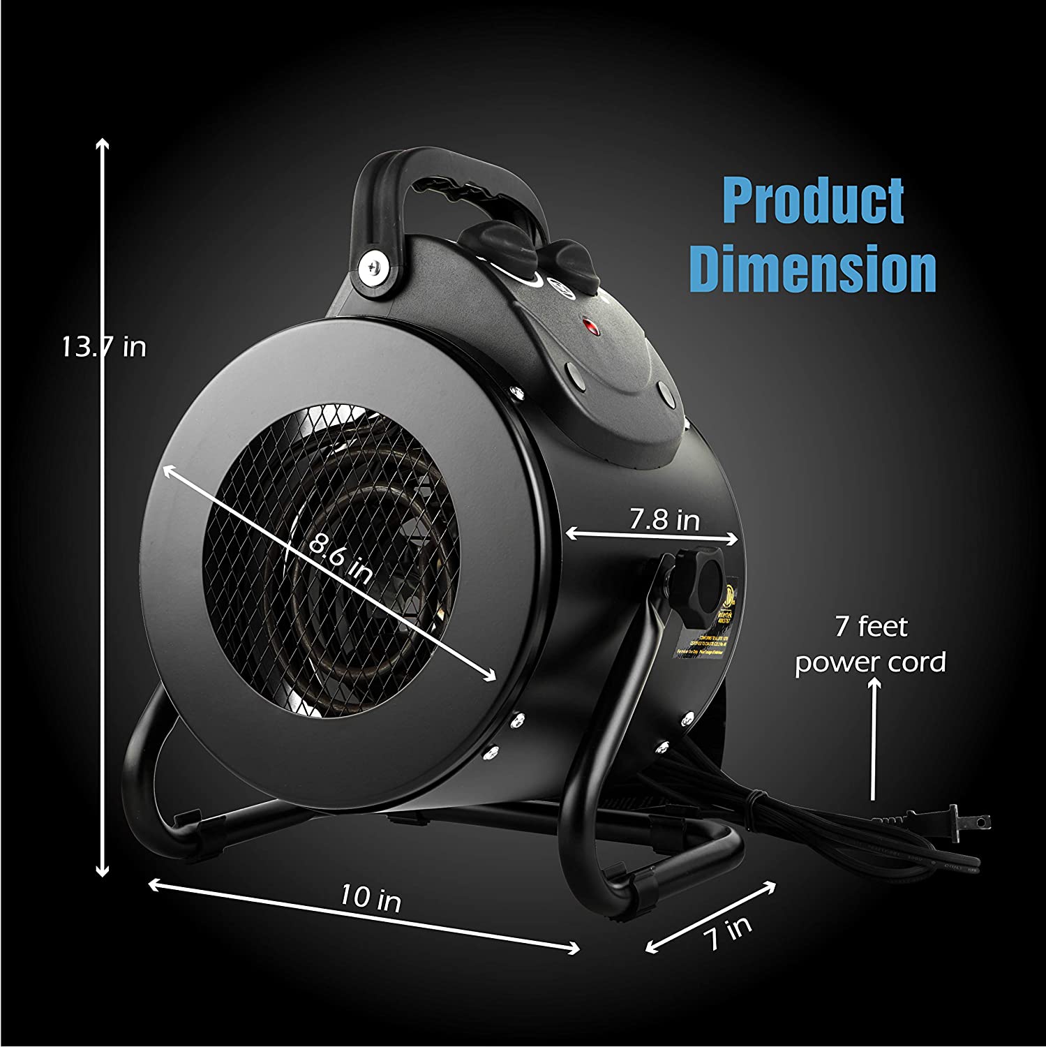 iPower Electric Heater Fan for Greenhouse. Grow Tent. Workplace. Overheat Protection. Fast Heating. Spraywater proof IPX4. Black