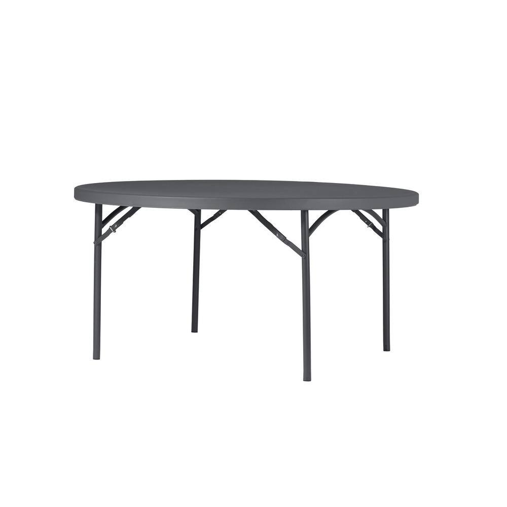 ZOWN 60537SGY1E Classic 71 in. Commercial Round Blow Mold Folding Table. Gray