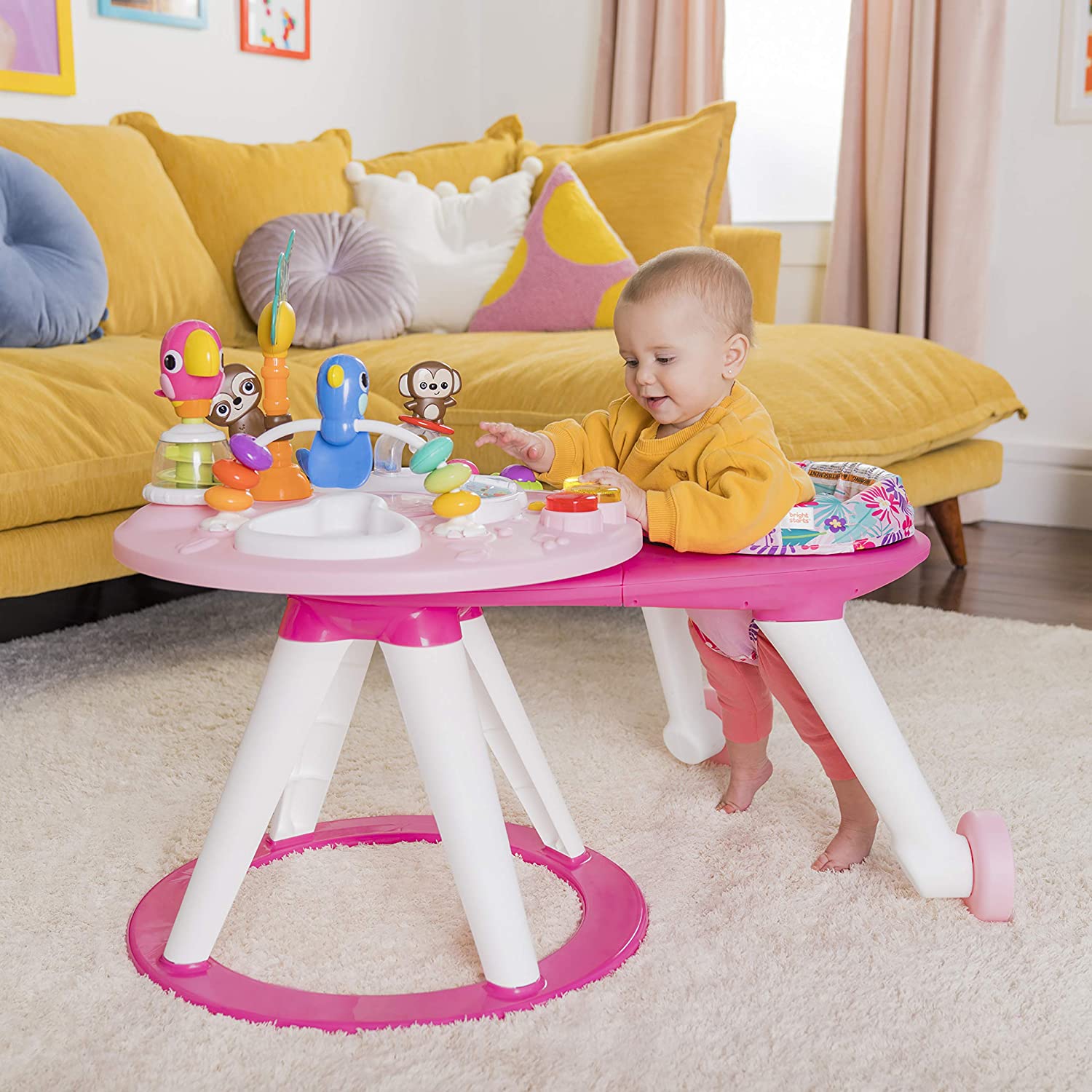 Bright Starts Around We Go 2-in-1 Walk-Around Baby Activity Center & Table. Tropic Coral. Ages 6 Months+