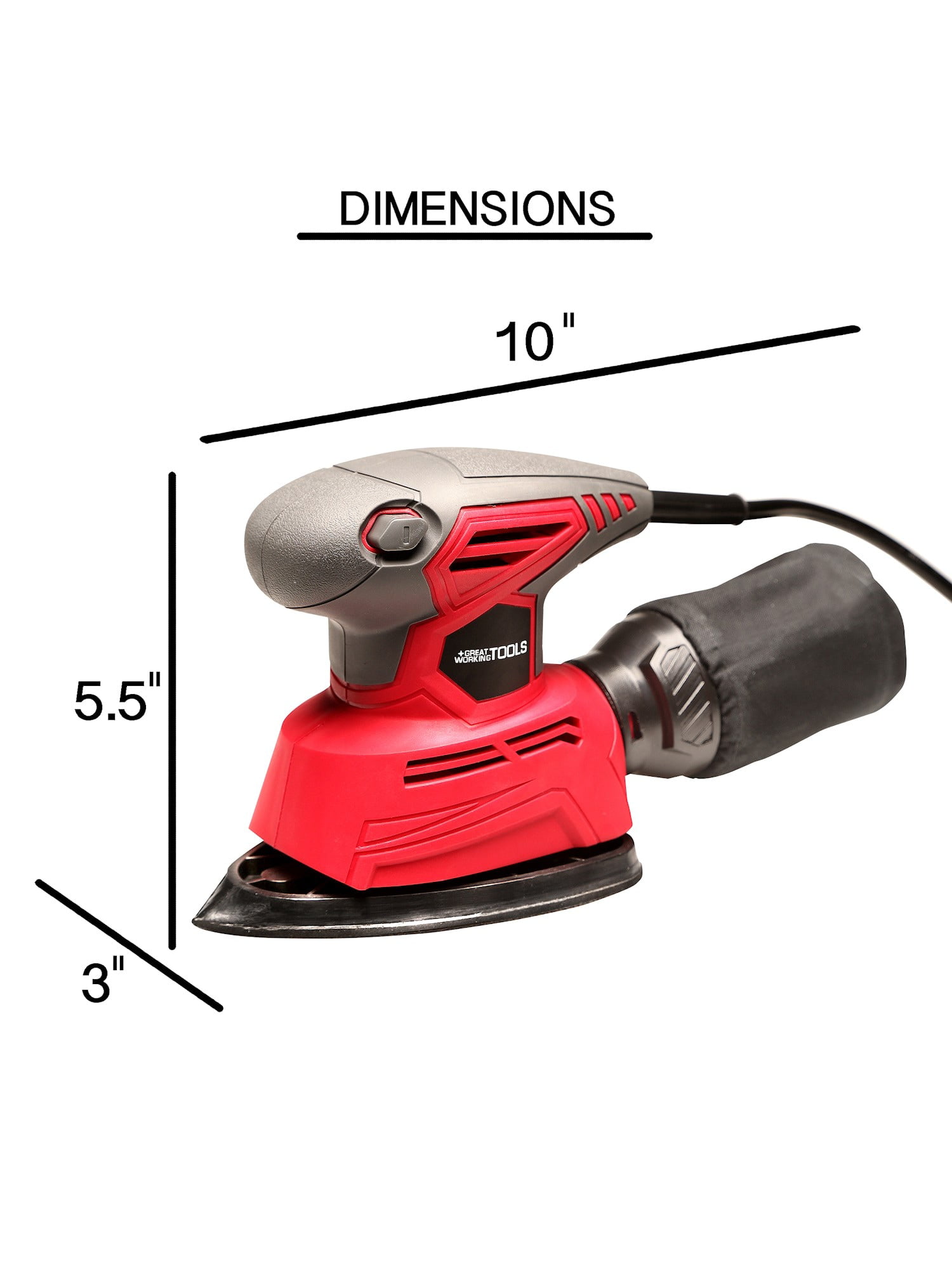 Great Working Tools Mouse Sander. Detail Orbital Palm Sander with Dust Collection Bag & 27 pcs Sandpaper. 1.1 Amp 14.000 OPM