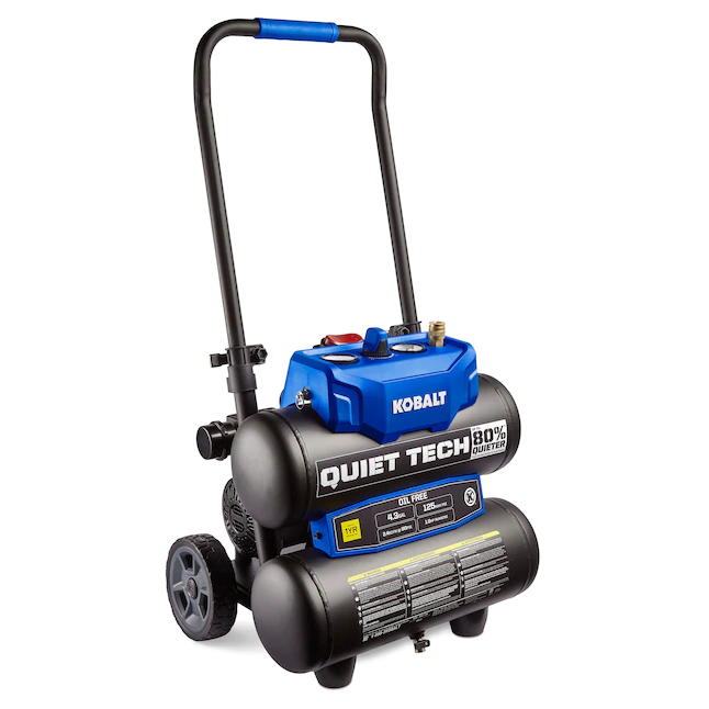 Kobalt 3320447 Quiet Tech 4.3-Gallons Single Stage Portable Corded Electric Twin Stack Air Compressor