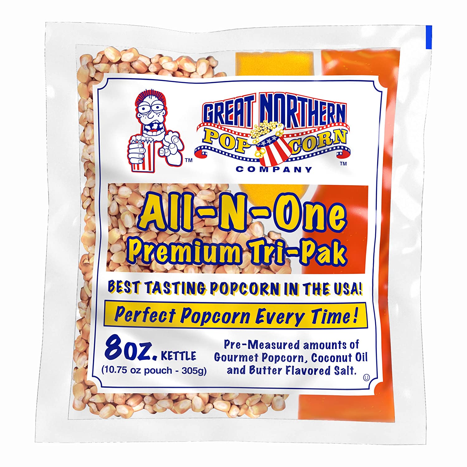 Great Northern Popcorn Premium 8 Ounce Popcorn Portion Packs. Case of 12